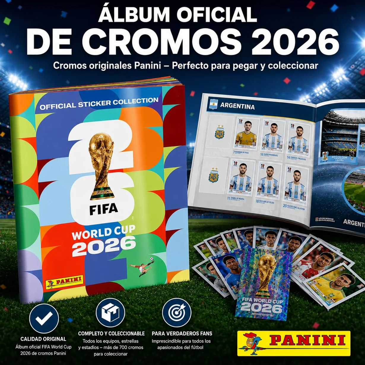 Panini Álbum de cromos coleccionable Set de inicio XXL Fan Mundial 2026 con 1 calendario de partidos extra