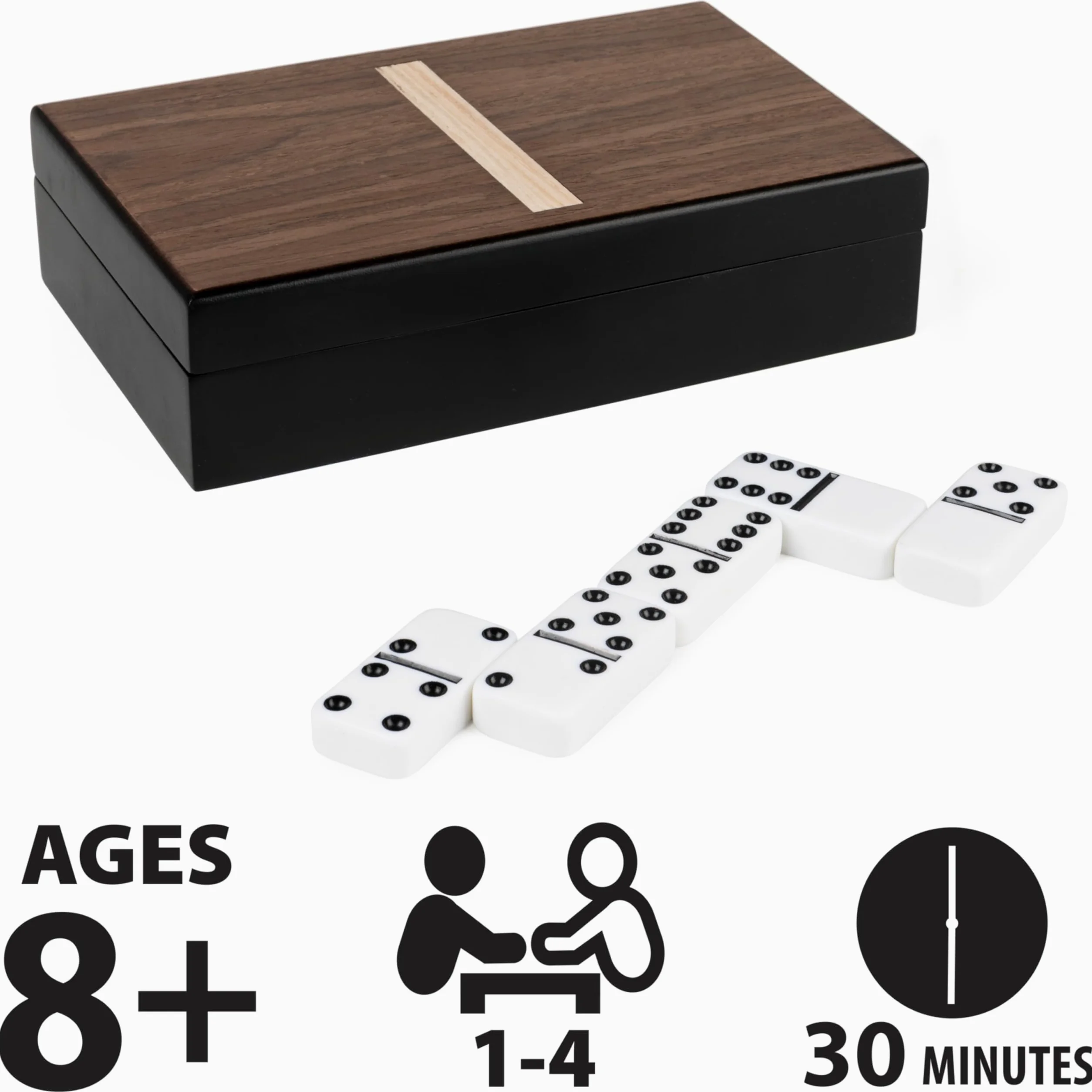 Spin Master Games, Cardinal Legacy Deluxe Double 6 Dominó, juego de mesa clásico de 28 dominó en estuche de madera forrado, para niños y familia, 1-4 jugadores, para edades de 8 años en adelante