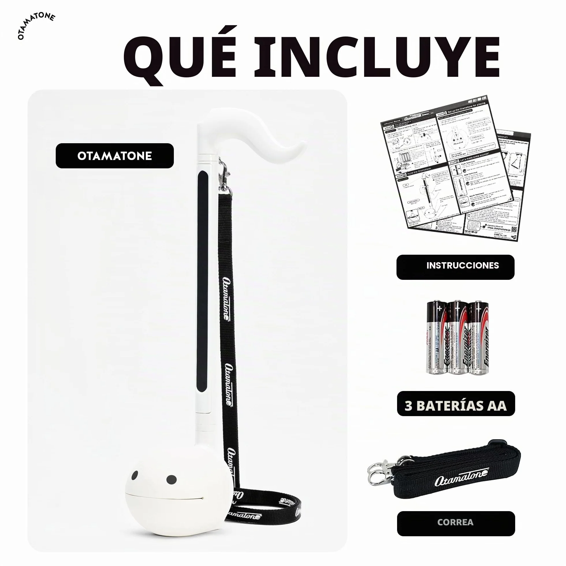 Otamatone Deluxe [Manual Inglés] - Instrumento Musical Electrónico Japonés, Sintetizador Portátil de Cube/Maywa Denki de Japón, Blanco