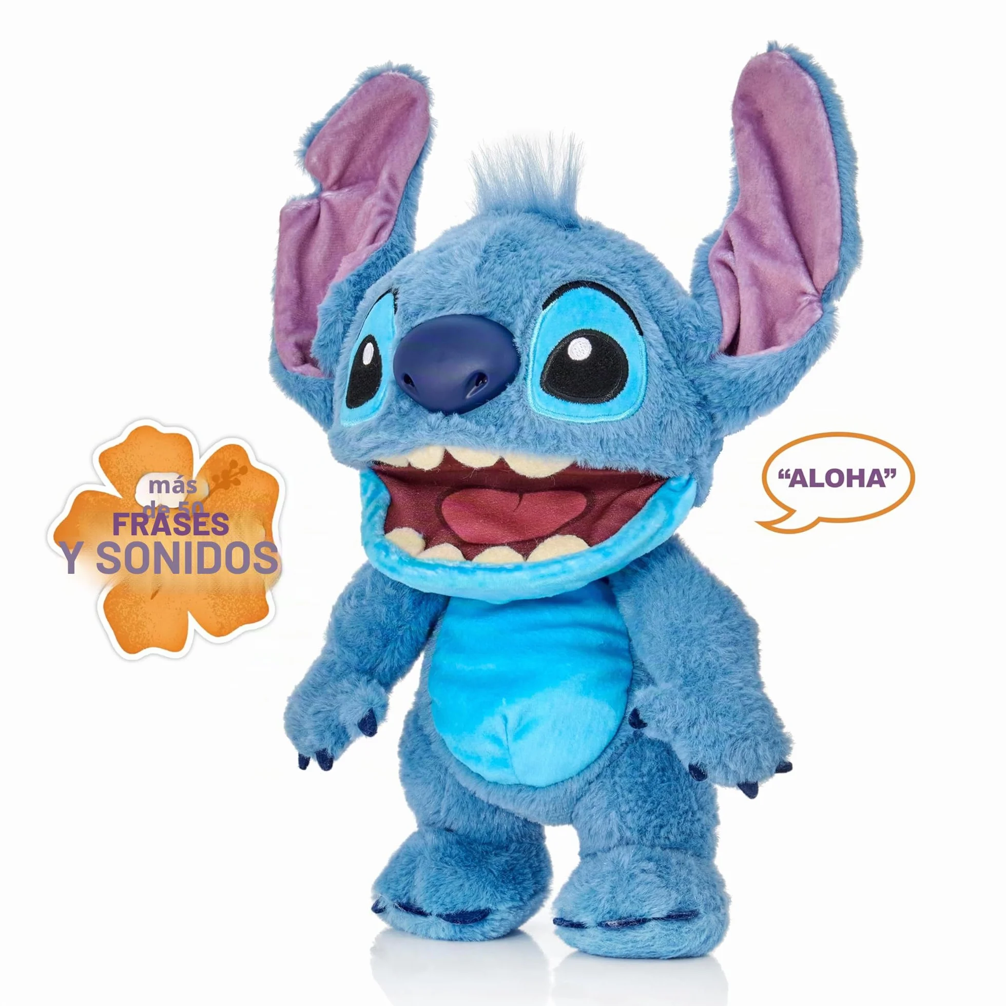 Wow! Stuff Disney Chatty Stitch Deluxe Puppetronic, muñeca animatrónica interactiva con más de 50 Sonidos, Habla y se Mueve, tamaño Aprox. 30 cm, para niños y Adultos