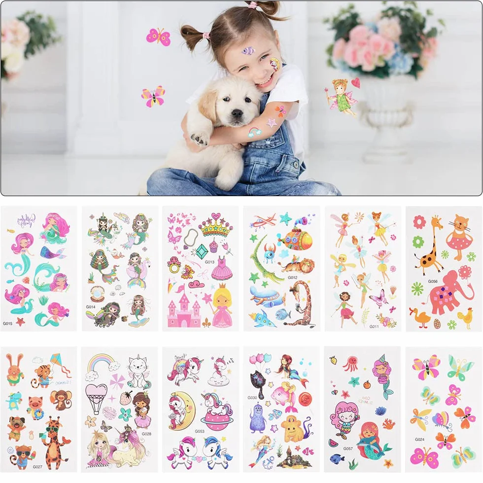 ACWOO Dibujos Animados, 60 Hojas Impermeables Tatuajes Temporales Niños Pegatinas, Navidad Halloween Estilo Mixto Regalo