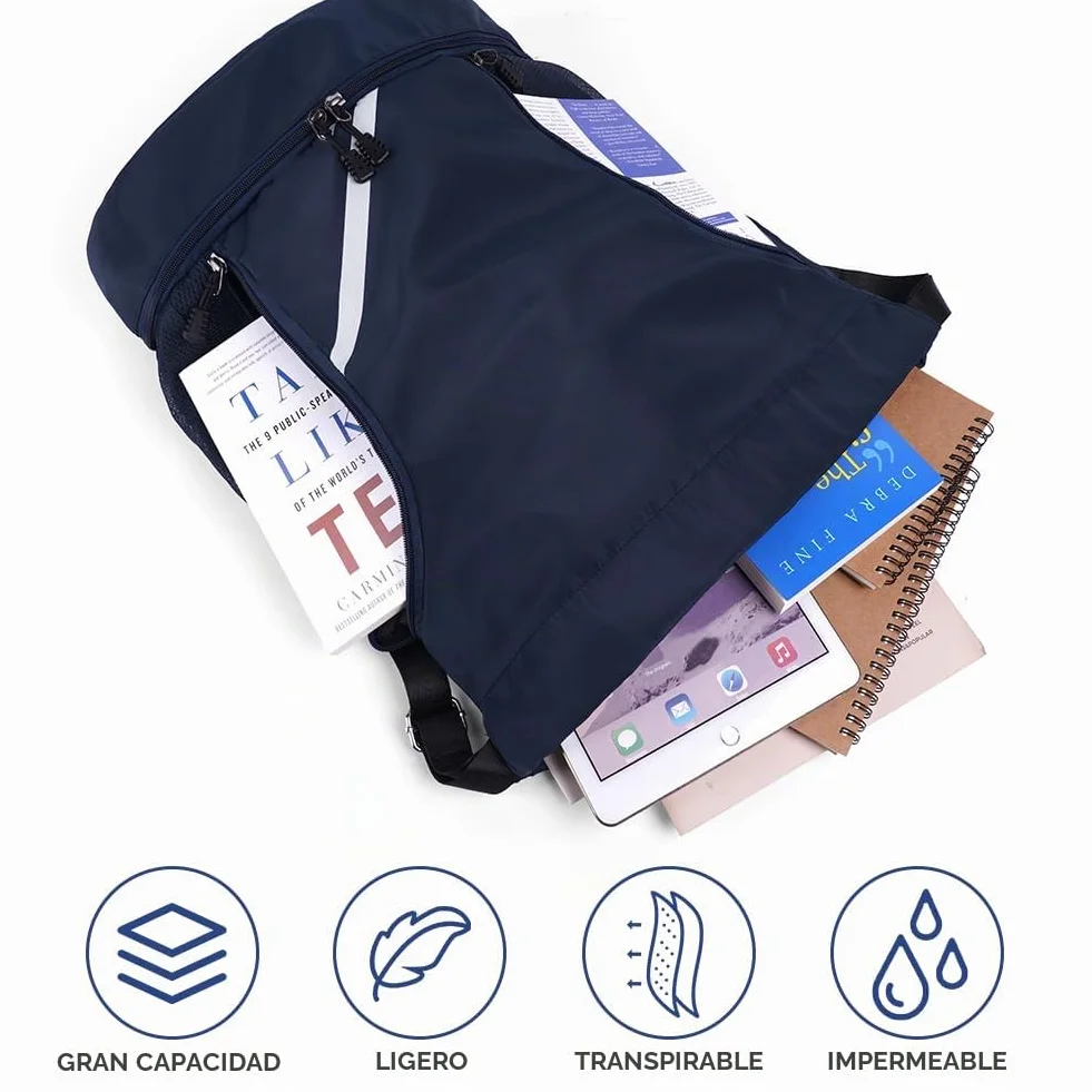 Flintronic Mochila De Cuerdas Impermeable Grande con Compartimento de Zapatos para Deportes