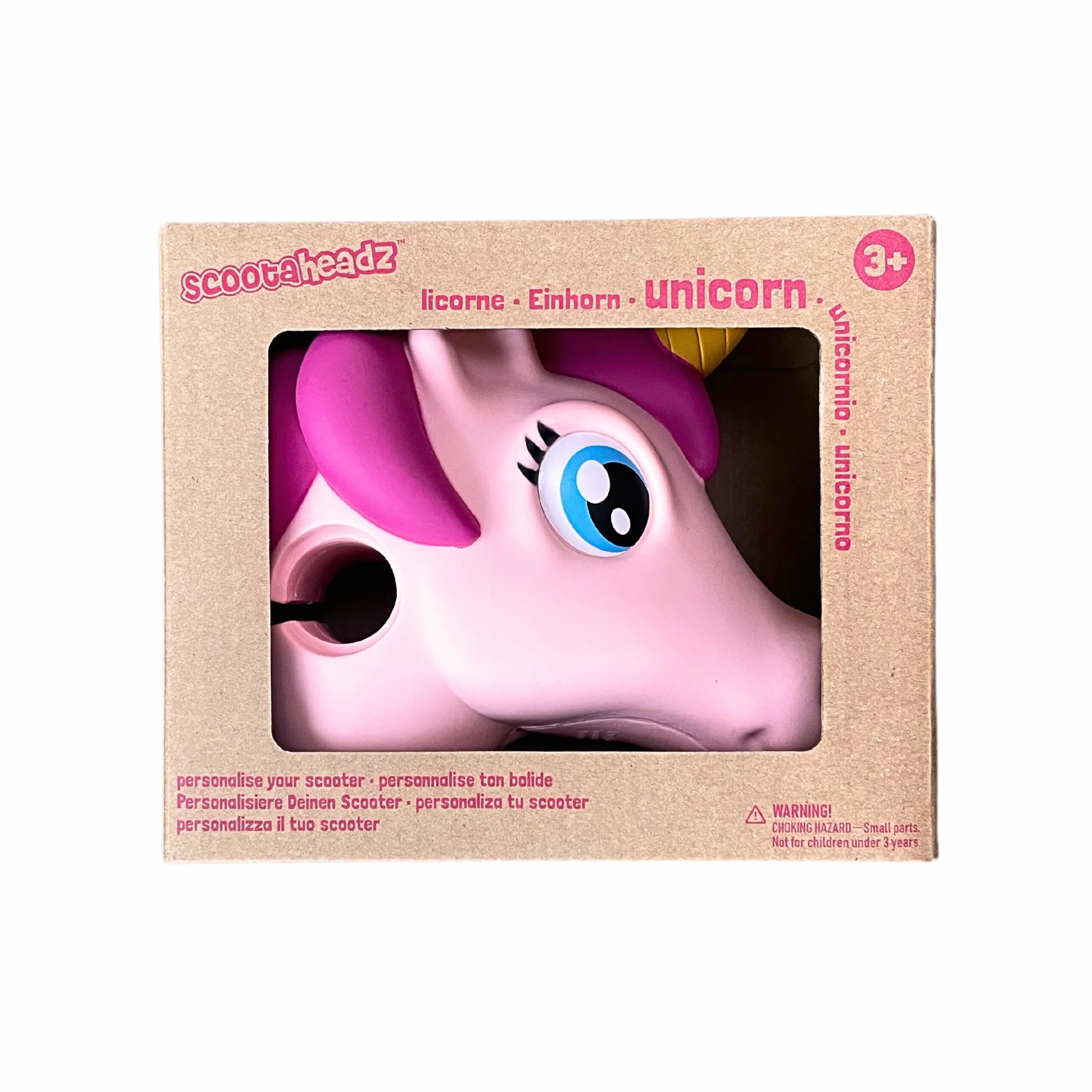 Scootaheadz - Cabeza de Unicornio para Patinete - Accesorios para Patinete Infantil - Regalo para Niñas - Se Adapta a la mayoría de los patinetes de 2 y 3 Ruedas para niños -Rosa Claro