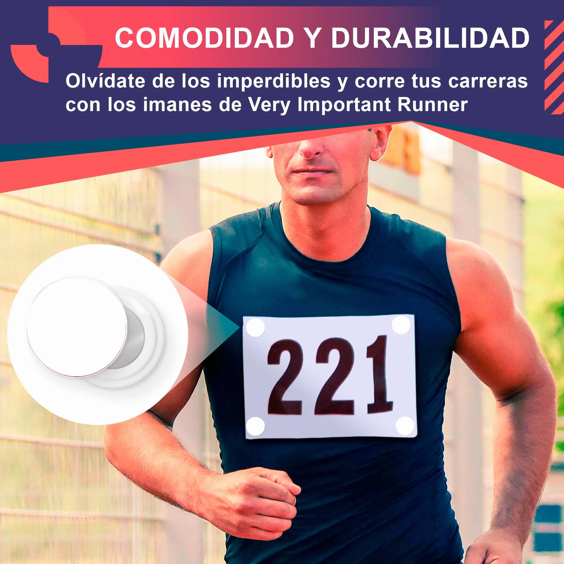 Imanes Deportivos 18mm para Running y Triatlón - Pack de 4 con Bolsa Impermeable - Blanco