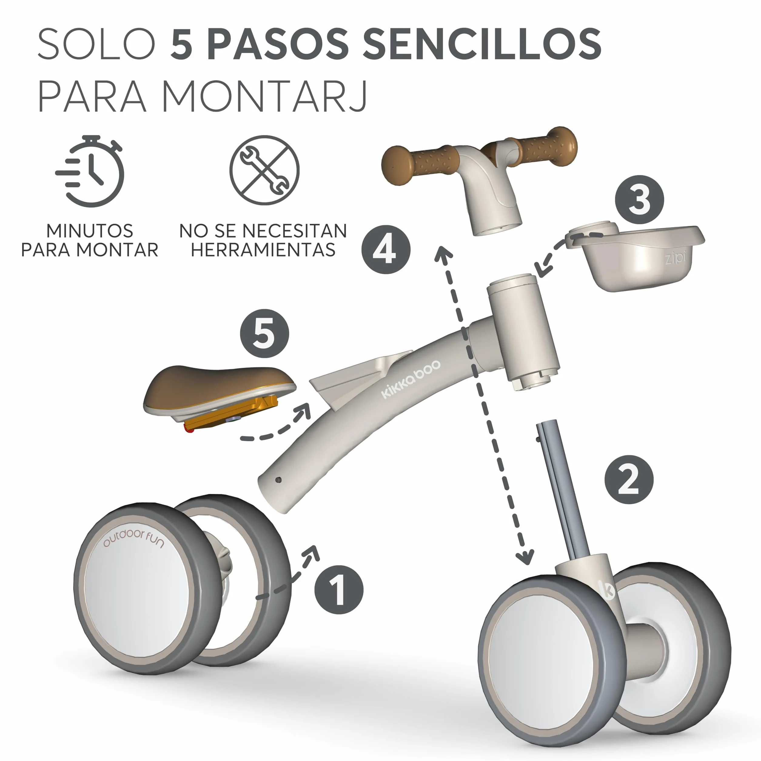 KikkaBoo Bicicleta Sin Pedales ZIPI, Correpasillos Bebé de 1 a 3 Años, Bicicleta Equilibrio, Bici Bebé con Canasta, Ajustable, Juguete para Niños, Azul