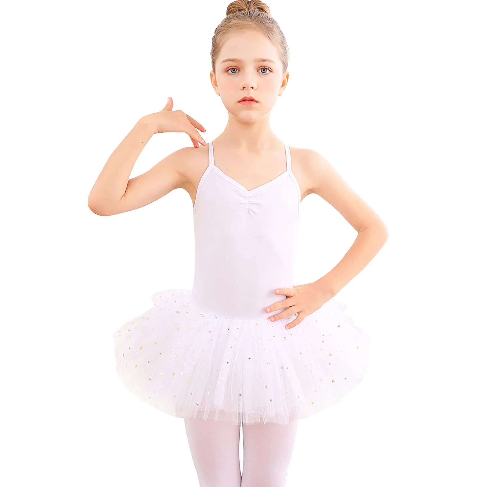 Bezioner Maillot de Danza Tutú Vestido de Ballet sin Mangas Algodón Body Clásico para Niñas