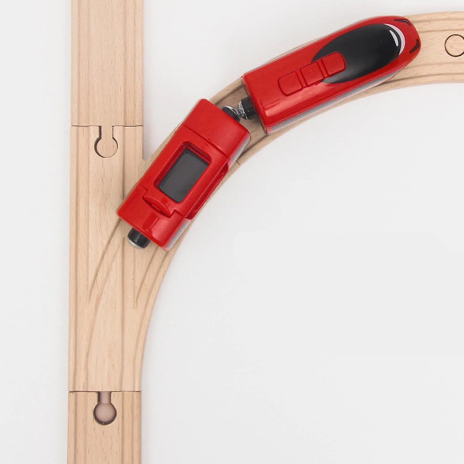 Juego de 33 rieles de ferrocarril de madera - Con riel en S, cruce y clavijas - Compatible con marcas de ferrocarril - Rieles de madera para niños de 3 años en adelante (33 piezas)