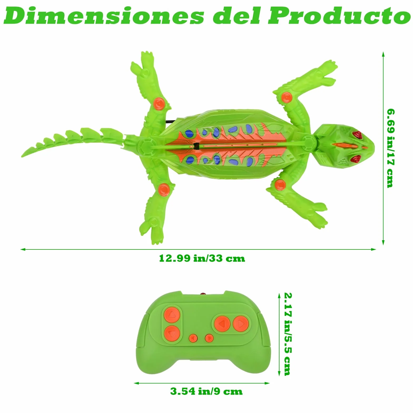 Wall Crawler Gecko, Lagarto Teledirigido para arrastrarse en Suelos y Paredes, con Ojos LED Brillantes, Fácil de controlar, Robot Control Remoto Recargable, Juguetes Niños 4 Años (Lagarto)