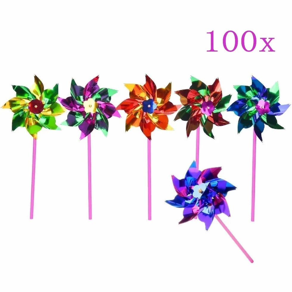 JZK 100x Molinos de Viento Adornos de decoración de jardín al Aire Libre para niños Molinillo Giratorio para Fiesta de cumpleaños de niños Regalo de Agradecimiento Bolsa de Fiesta Relleno