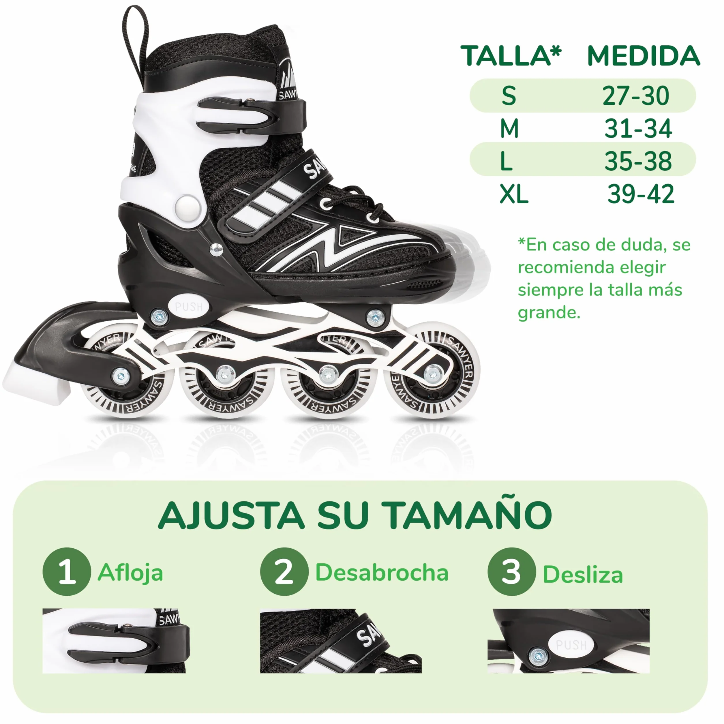 Patines en Línea Ajustables Tallas 27 a 38