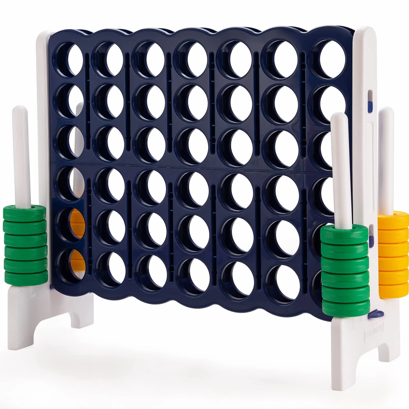 COSTWAY Juego Gigante 4 en Raya, 42 Anillos con Deslizamiento Rápido (Azul)