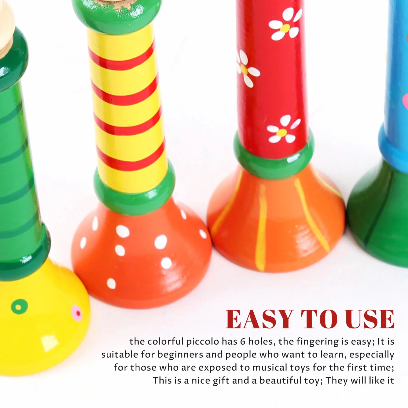 Trompeta de Juguete 2 Piezas pequeña de Madera, Linda y Segura, Trompeta para niños pequeños, Juego de simulación, Divertidos Instrumentos Musicales para niños de 1 a 3 años, Color Aleatorio, Juguete