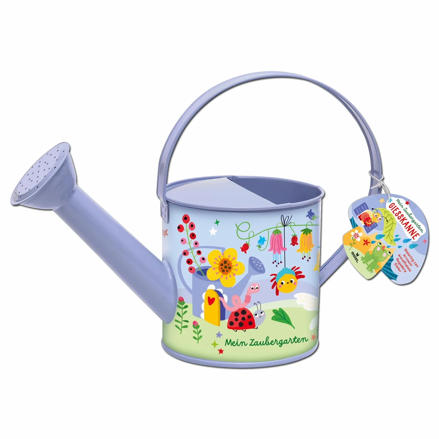 Moses. Regadera de Metal para niños con Cabezal pulverizador y 1,3 litros de Capacidad, regadera de Metal con asa, Resistente a la Intemperie, Juguete para Exteriores a Partir de 3 años