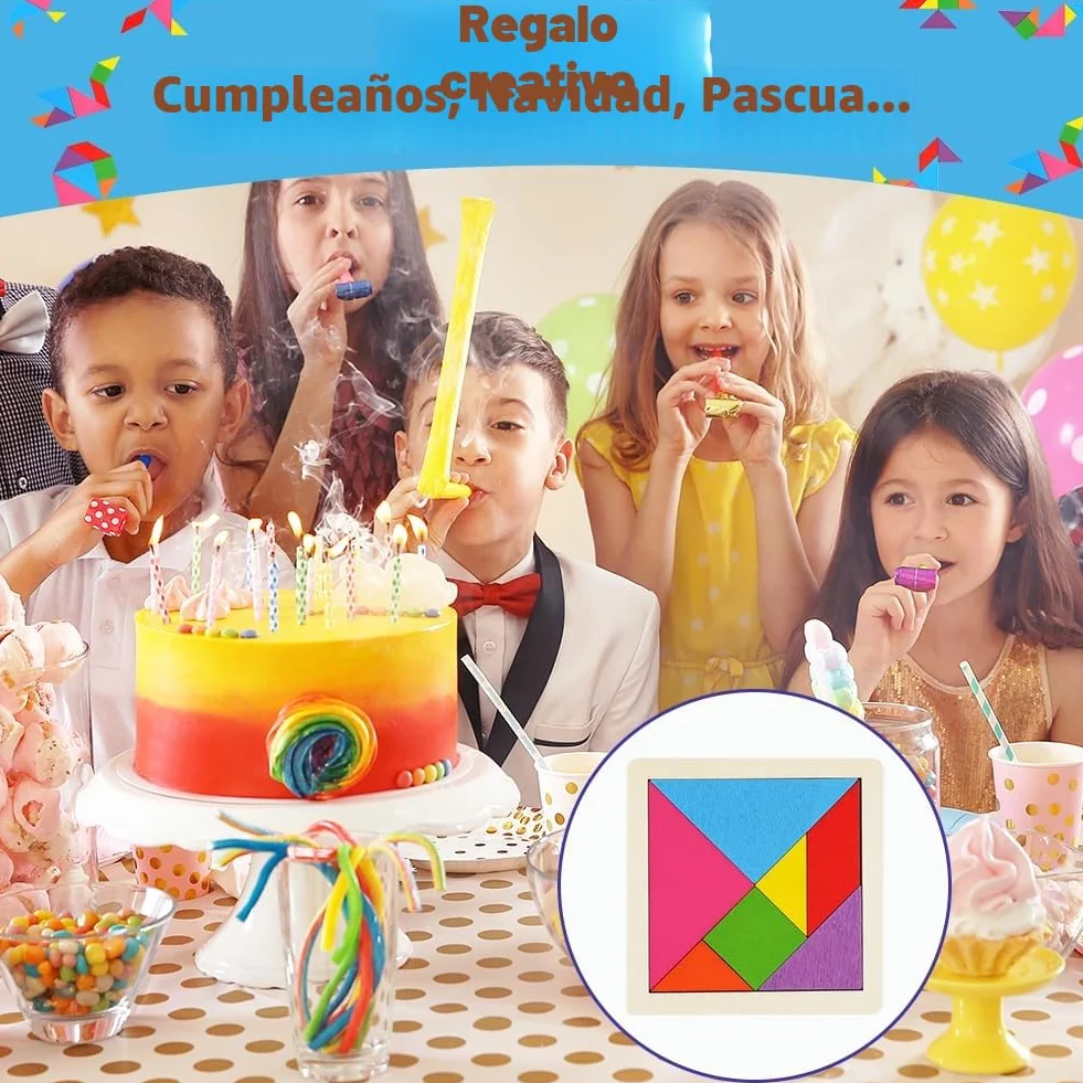Ainiv 24PCS Tangram Infantil Puzzle Madera Montessori Rompecabezas Educativos para Niñas y Niños