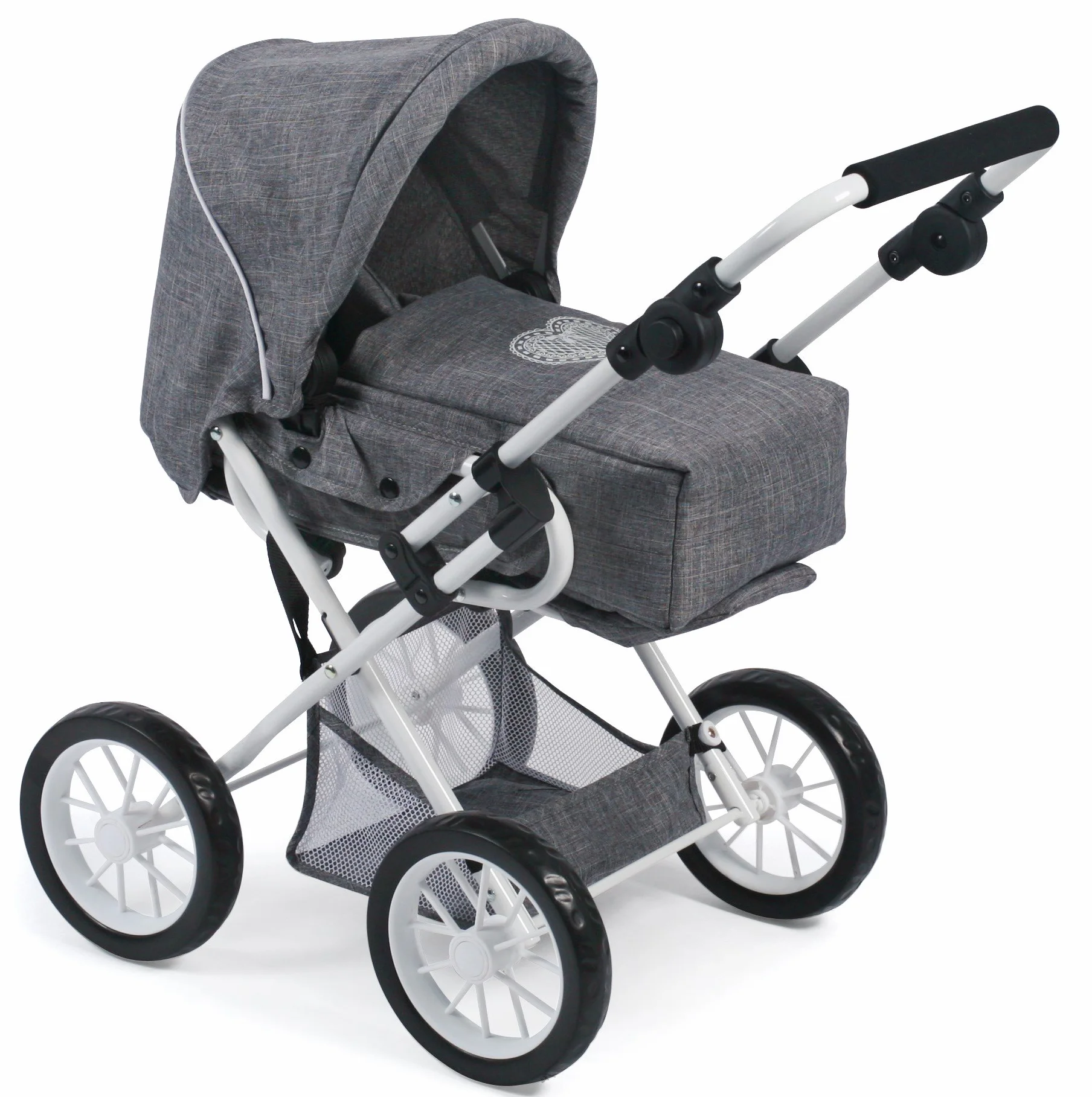 Bayer Chic 2000 Cochecito para muñecas Leni 2 en 1 con Bolsa de Transporte extraíble Gris Vaquero 46 cm