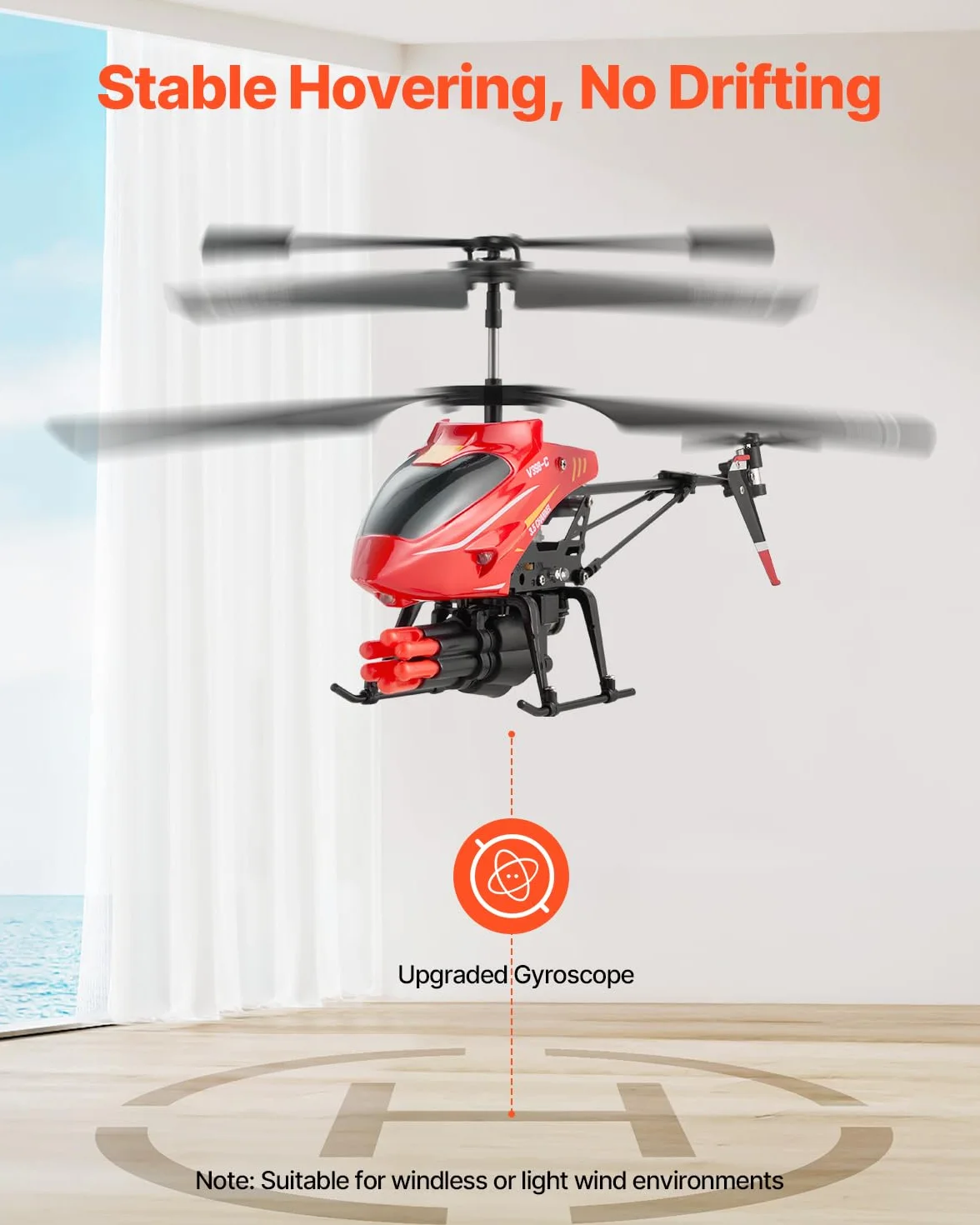 VEVOR Helicóptero de Control Remoto de 2,4 GHz 3,5 Canales con Modo de Disparo, Retención de Altitud Despegue/Aterrizaje con una Sola Tecla y Luces LED Juguete para Niños Mayores de 14 Años