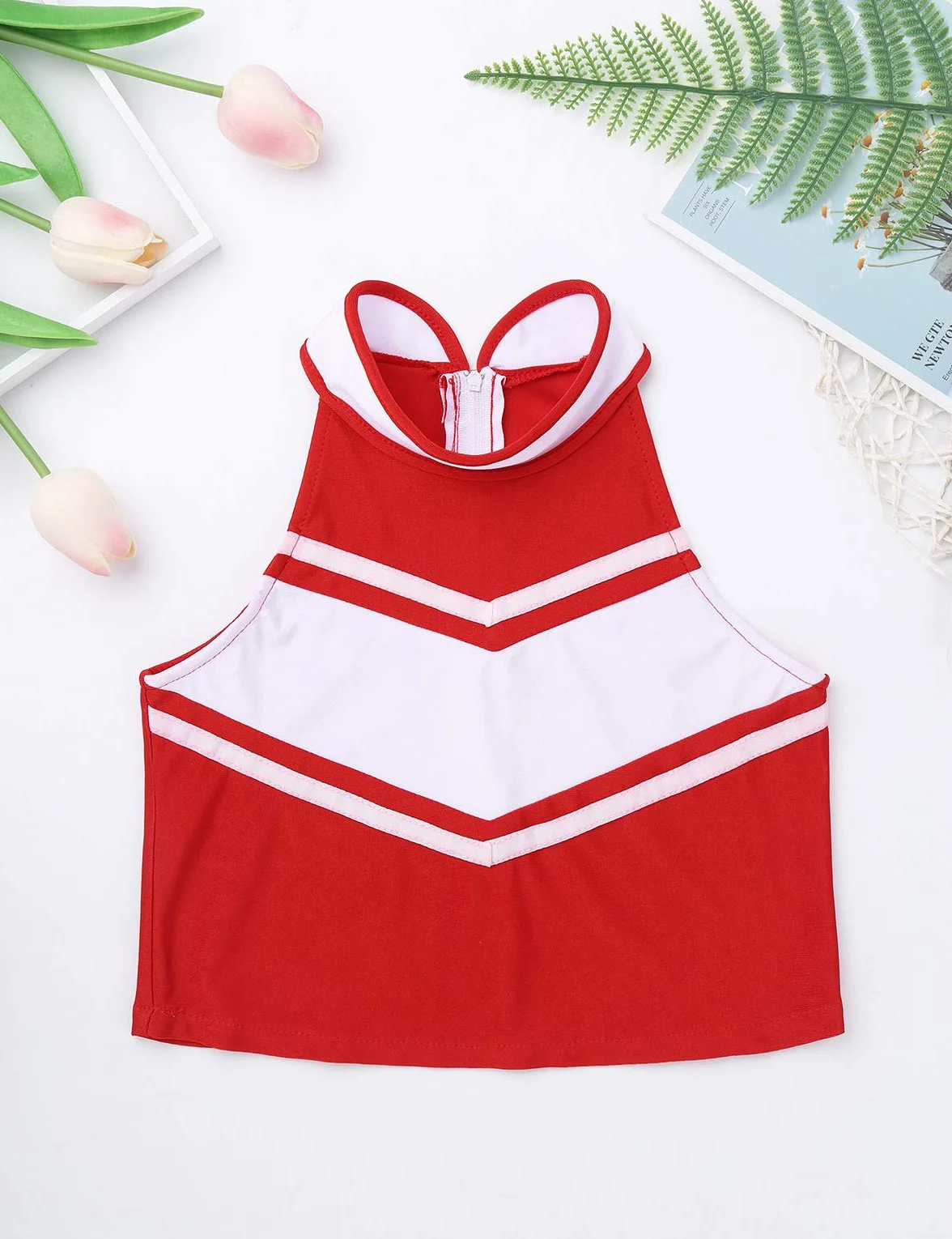 Disfraz de Animadora Niñas Uniforme High School Musical Azul/Rojo Conjunto de Danza