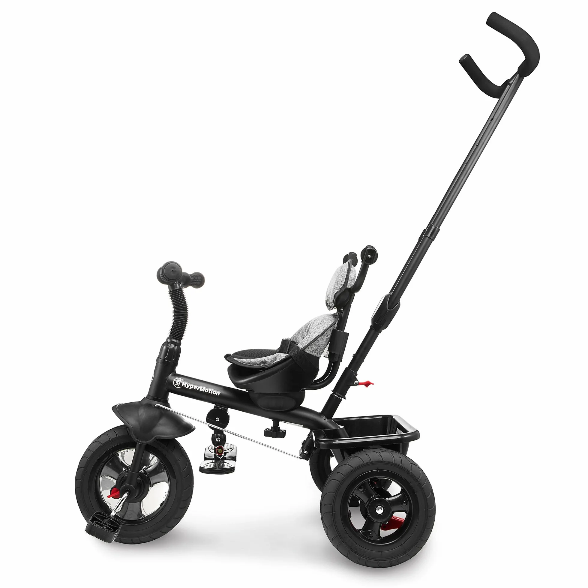 HyperMotion Triciclo Infantil con Manillar para Padres - Bici Bebé 1 Año Evolutiva hasta 20kg - Modelo Similar Kinderkraft con Barra de Empuje - Saltador Bebe Gris