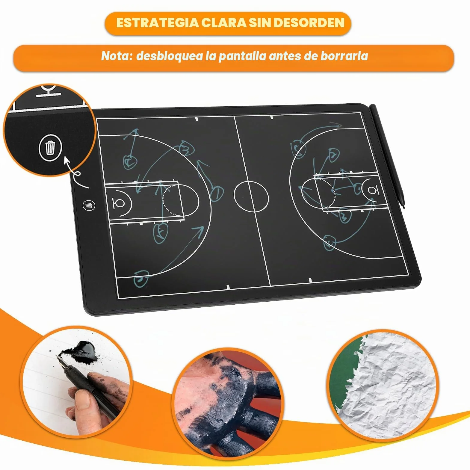 Pizarra Táctica Electrónica LCD para Baloncesto, Fútbol y Béisbol