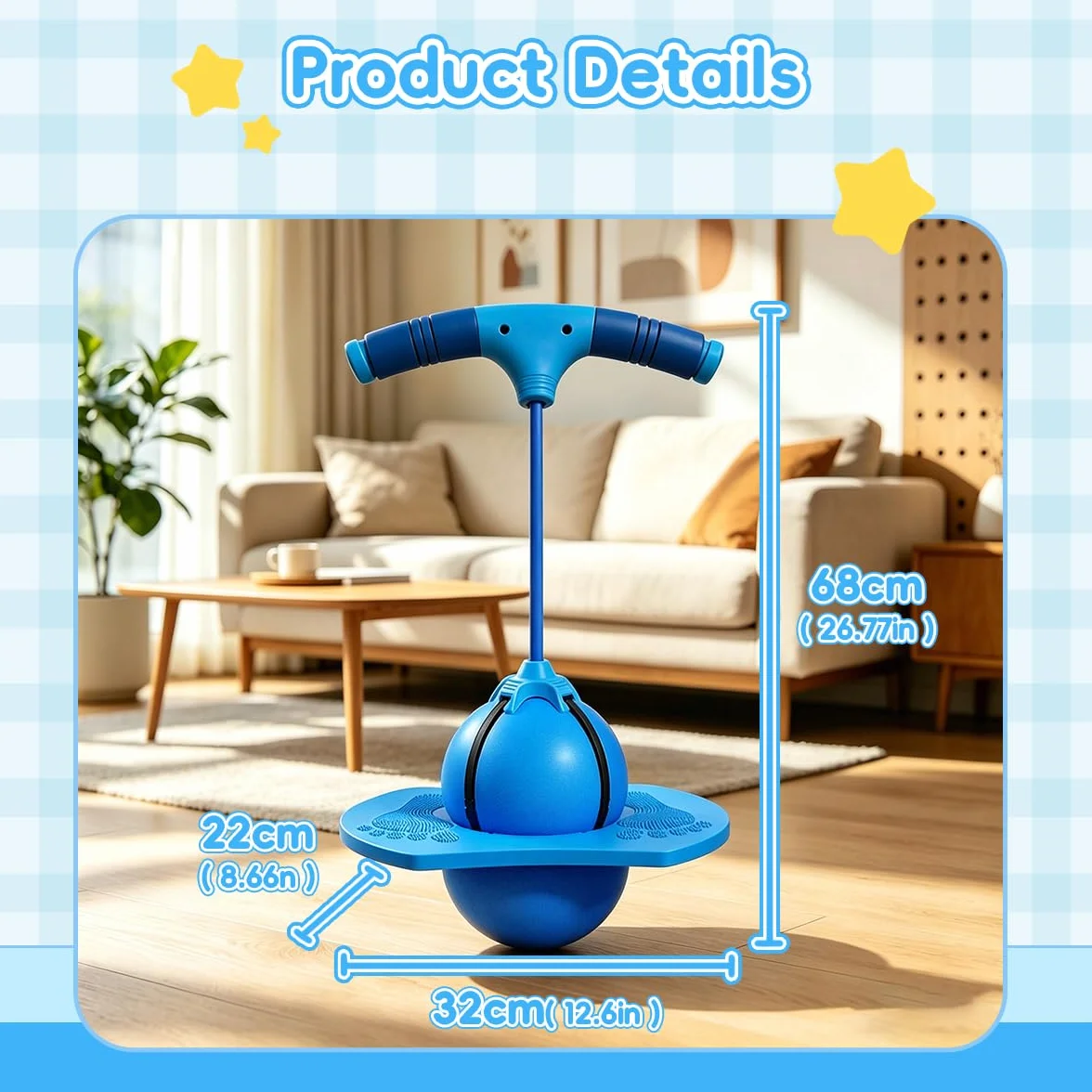 Pelota Saltarina con Mango para Niños y Adultos, Balón de Salto Equilibrado, Juguete de Divertida Pelota de Equilibrio Saltarín para Jardín y Salón, Pelota Saltarina De Equilibrio