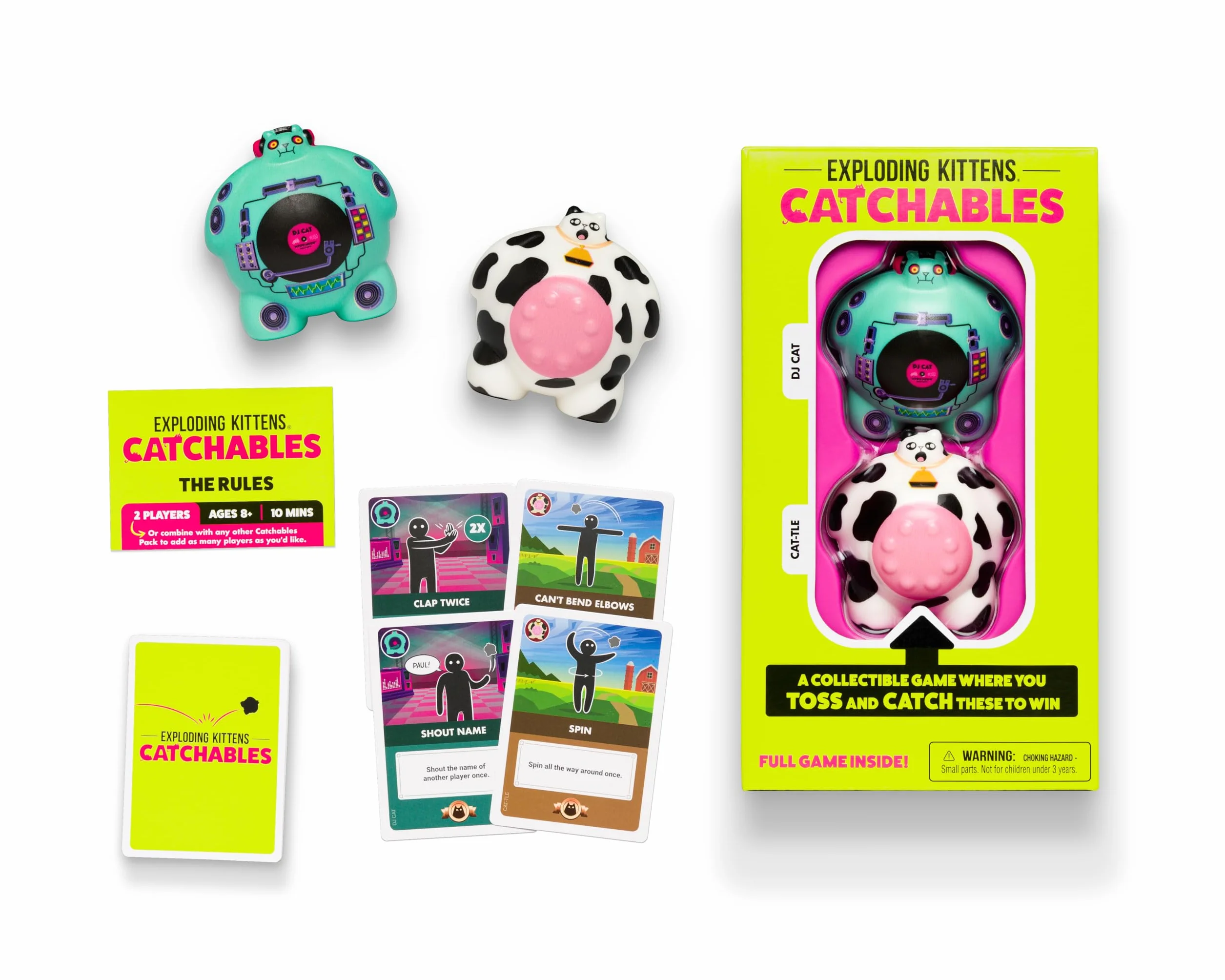 Exploding Kittens Catchables #4: DJ Cat & Cattle Cat, Collectible Toy Tossing Game for Families Adults Kids 8+