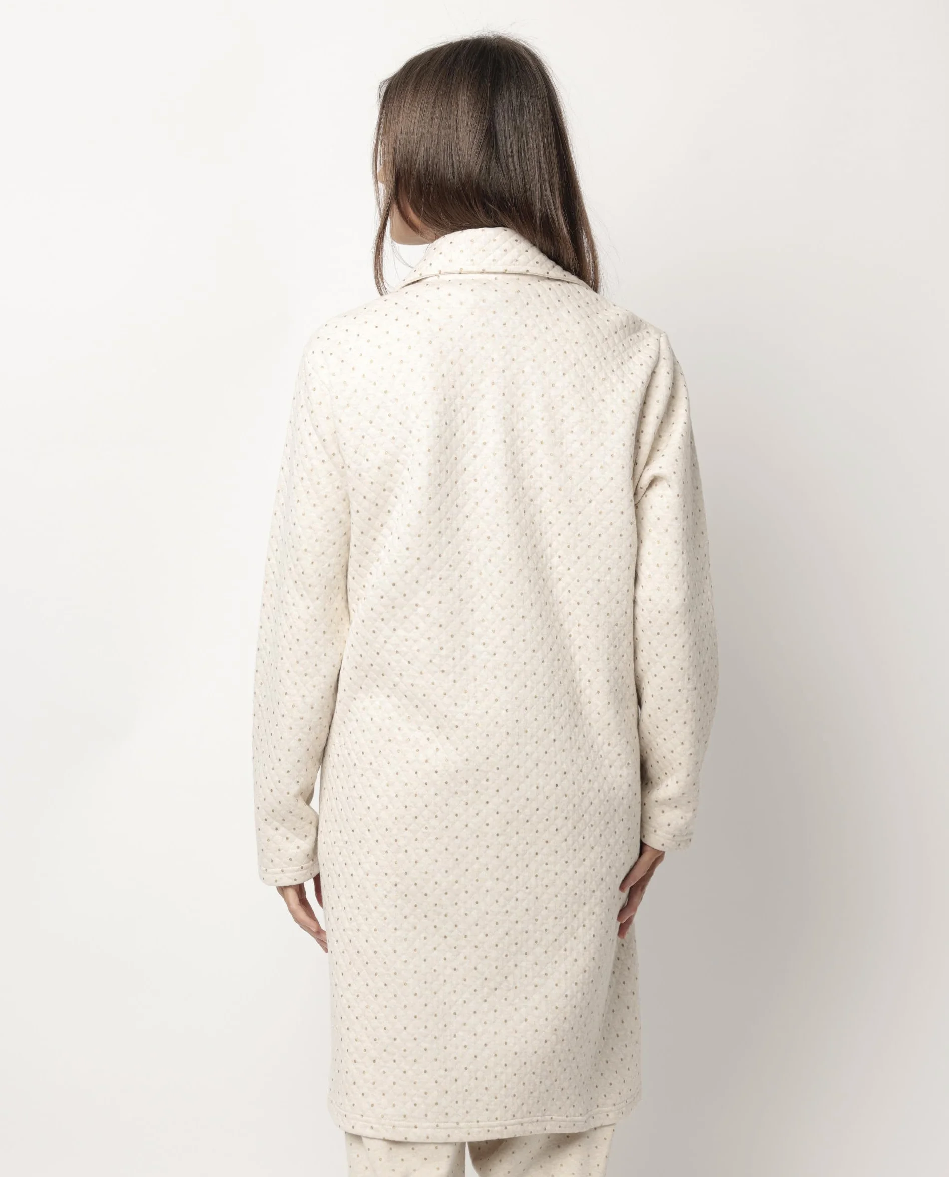ADMAS classic bata manga larga botones organic dots mujer