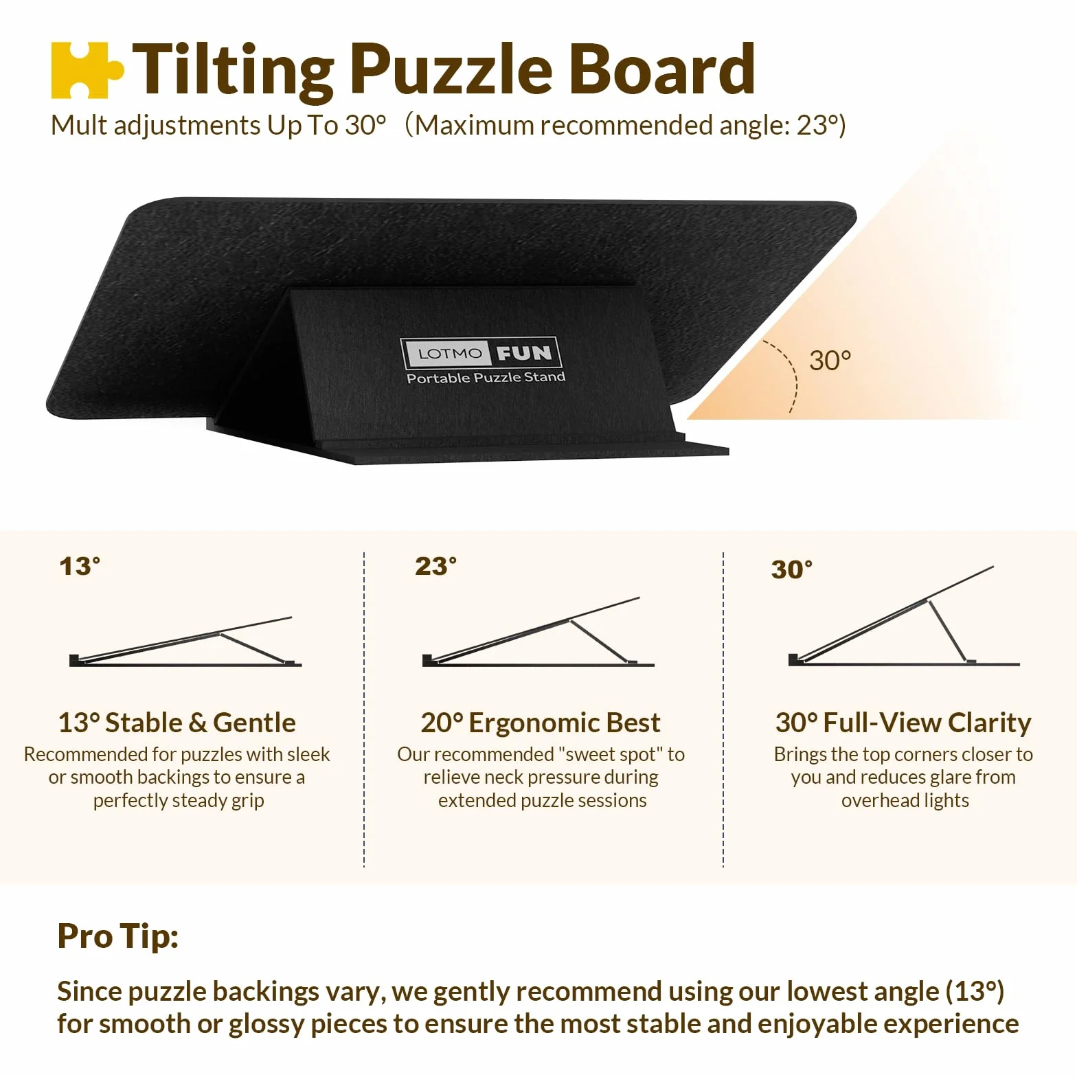 Tablero para Puzzle 1000 Piezas, Soporte Ajustable en ángulo, Tablero de Puzzle de Fieltro Ligero con 6 bandejas de clasificación y Cubierta, Mesa de Rompecabezas portátil