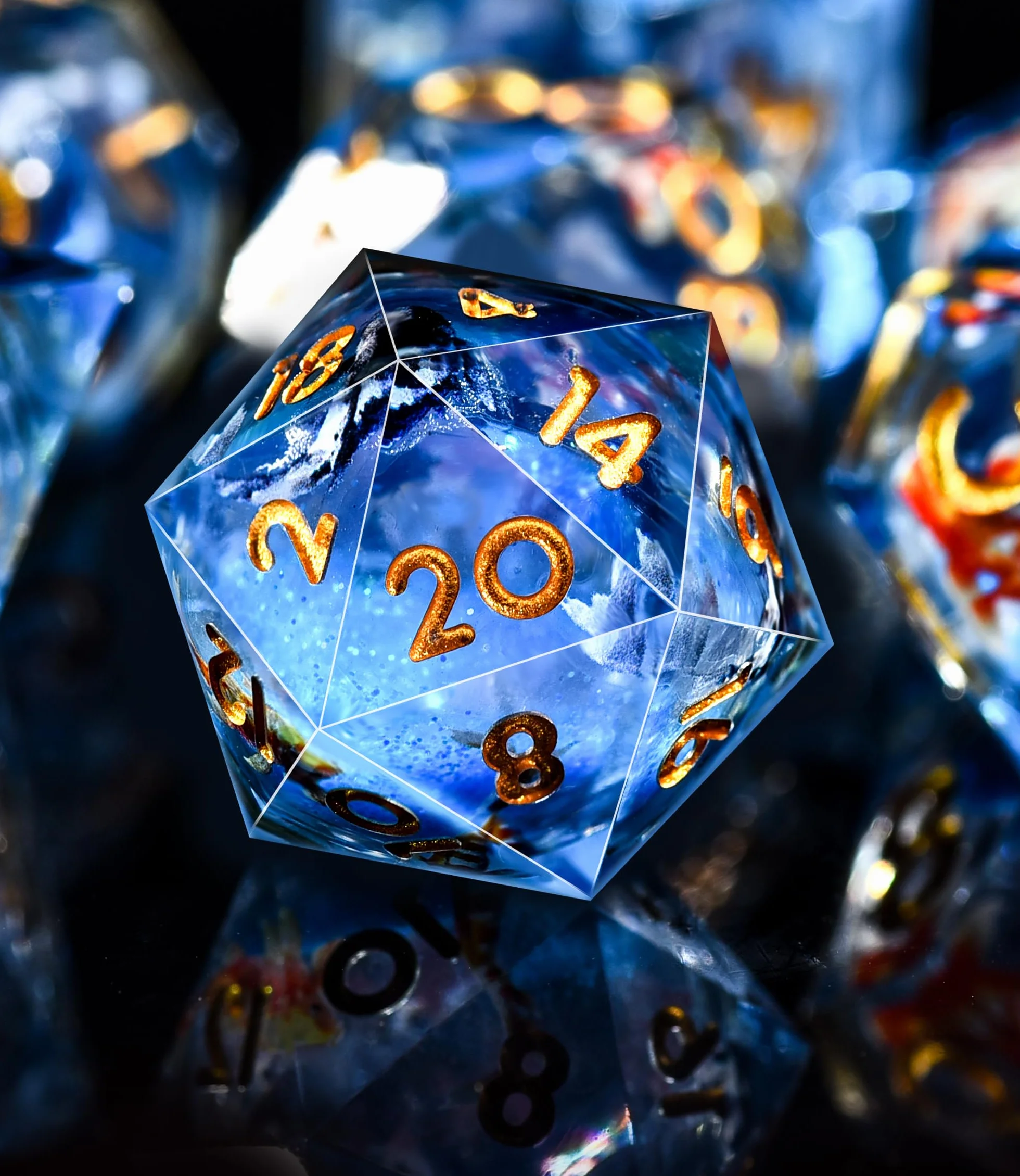 SIQUK 7 Piezas Juego Dados Poliedricos Con Nucleo Liquido Luminosos Dice DND Koi Fish D4 D6 D8 D10 D12 D20 D% para RPG MTG Dungeons and Dragons