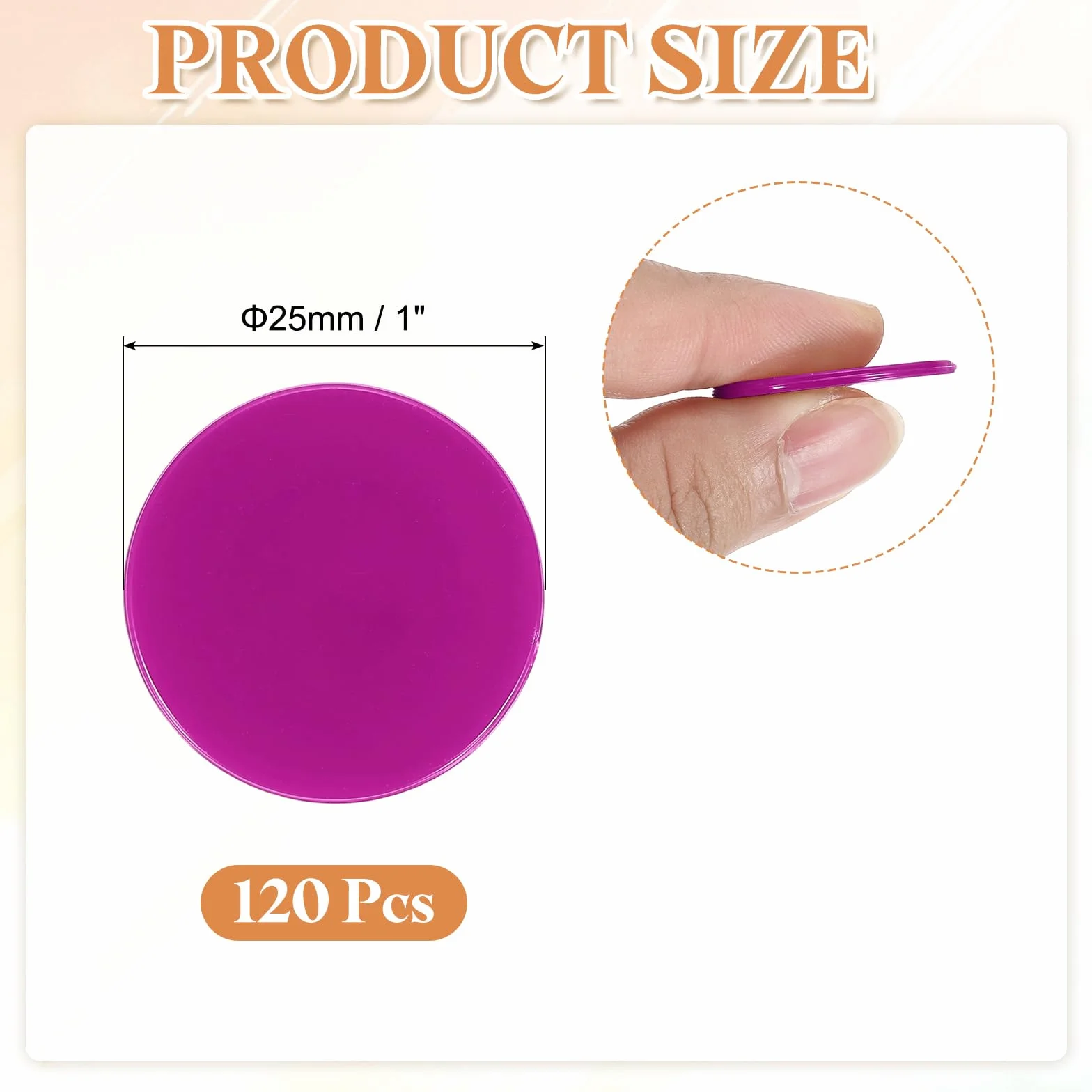 QUARKZMAN 120 Piezas De Fichas De Póker De 1 Pulgada, Fichas De Bingo De Plástico Contadores De Aprendizaje Discos De Conteo Marcadores Fichas De Juego Opacas Rosa Planas