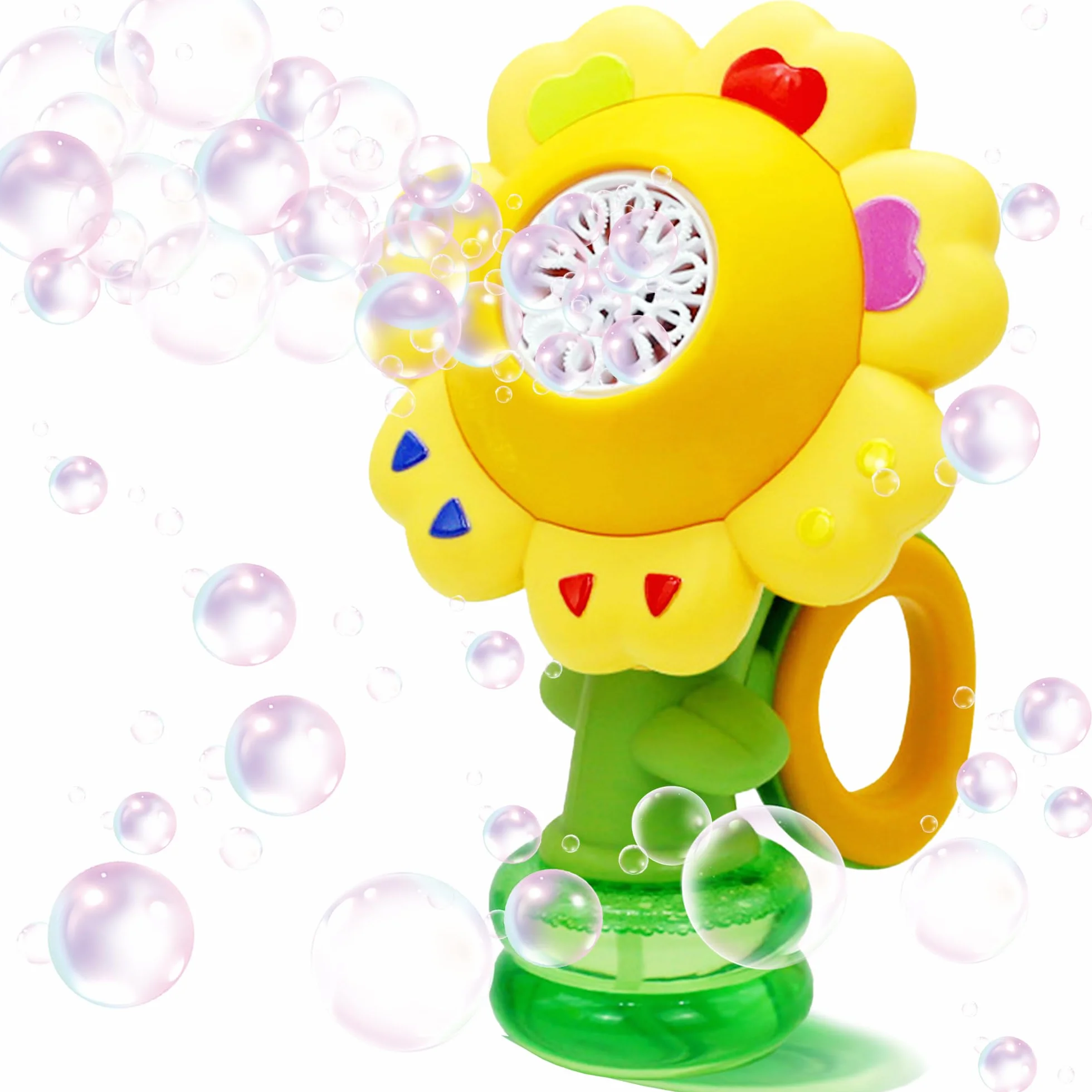 Máquina de Burbujas Florales, Máquina Automática de Burbuja con Luz, Bubble Blower con Concentrado de Burbujas y Batería Recargable, Juguete para 3-8 Años Niño Fiesta Cumpleaños al Aire Libre Regalo