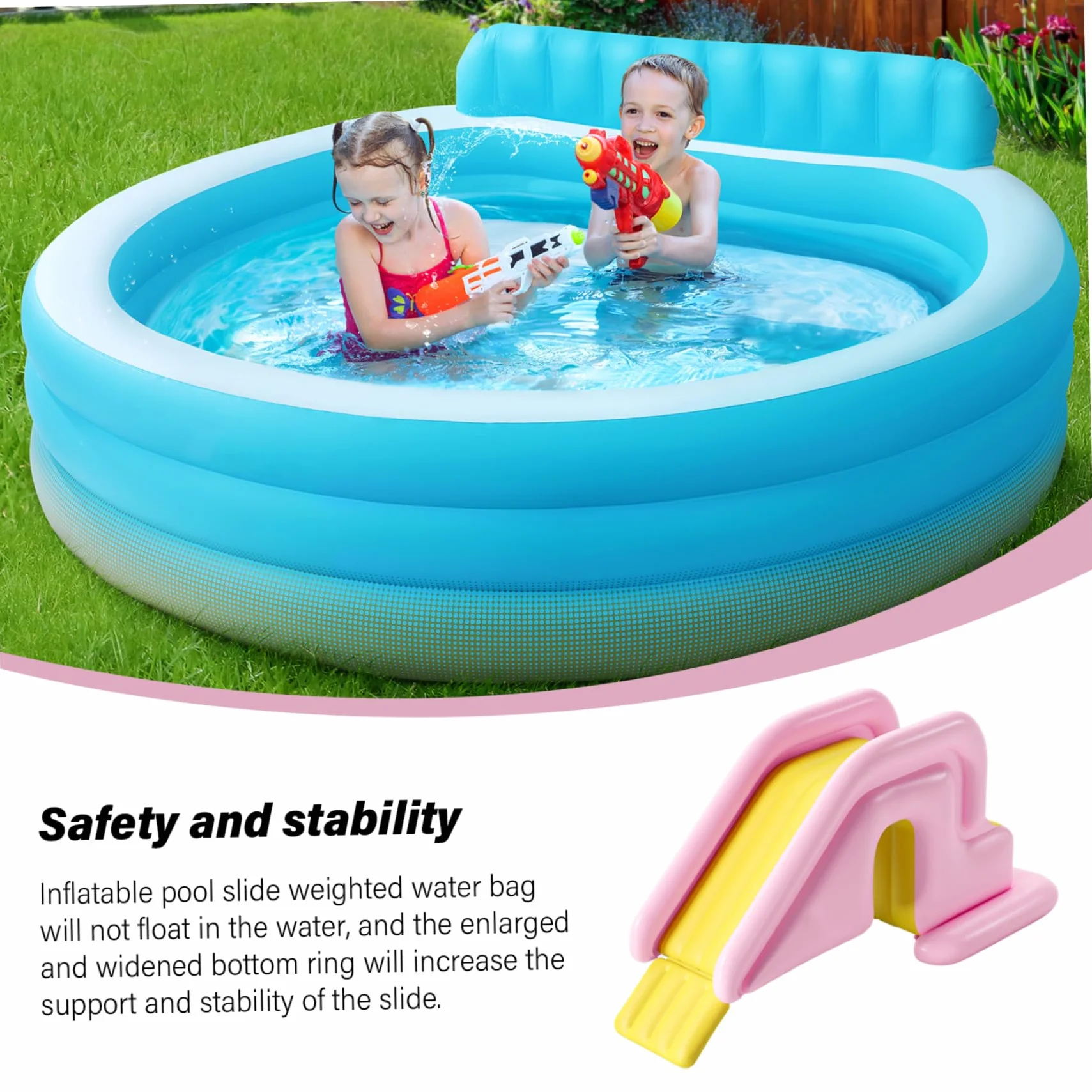 Diapositivas de Piscina Inflable, tobogán de Piscina PVC de 78.7x33.5x31.5 Pulgadas, para el Agua Ancha para Exteriores, Interiores, Patio Trasero, Estilo-2, toboganes de Agua