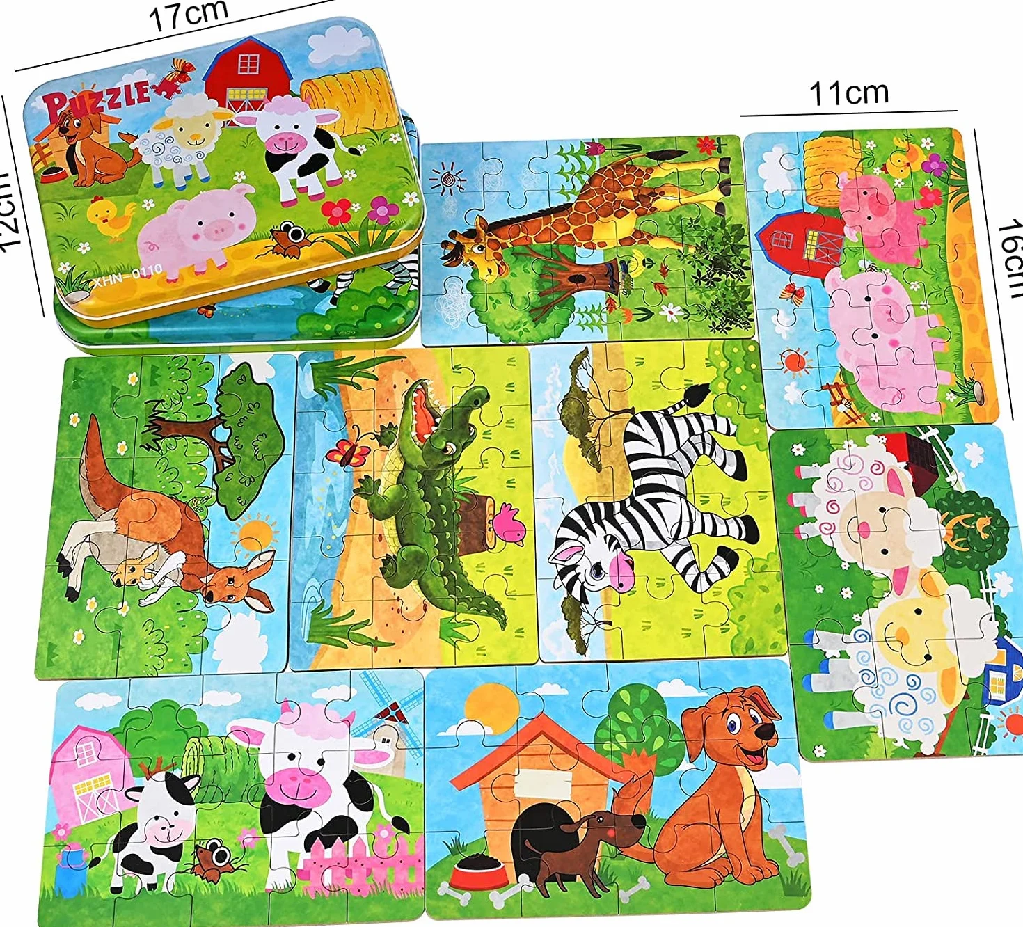 Puzzle 1-5 años Juguetes Niños 8 Pcs Juegos Educativos Animales Rompecabezas con Caja Regalo