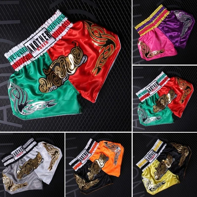 Pantalones cortos de Muay Thai transpirables para niños y adultos con cintura elástica