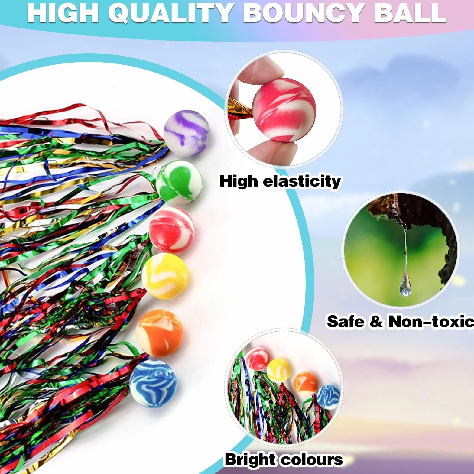 40 Piezas Pelotas Saltarinas, Pelotas Hinchables Para Niños, Pelota Hinchable 25mm Con Cintas De Colores, Juguete De Pelotas De Goma, Regalo De Cumpleaños