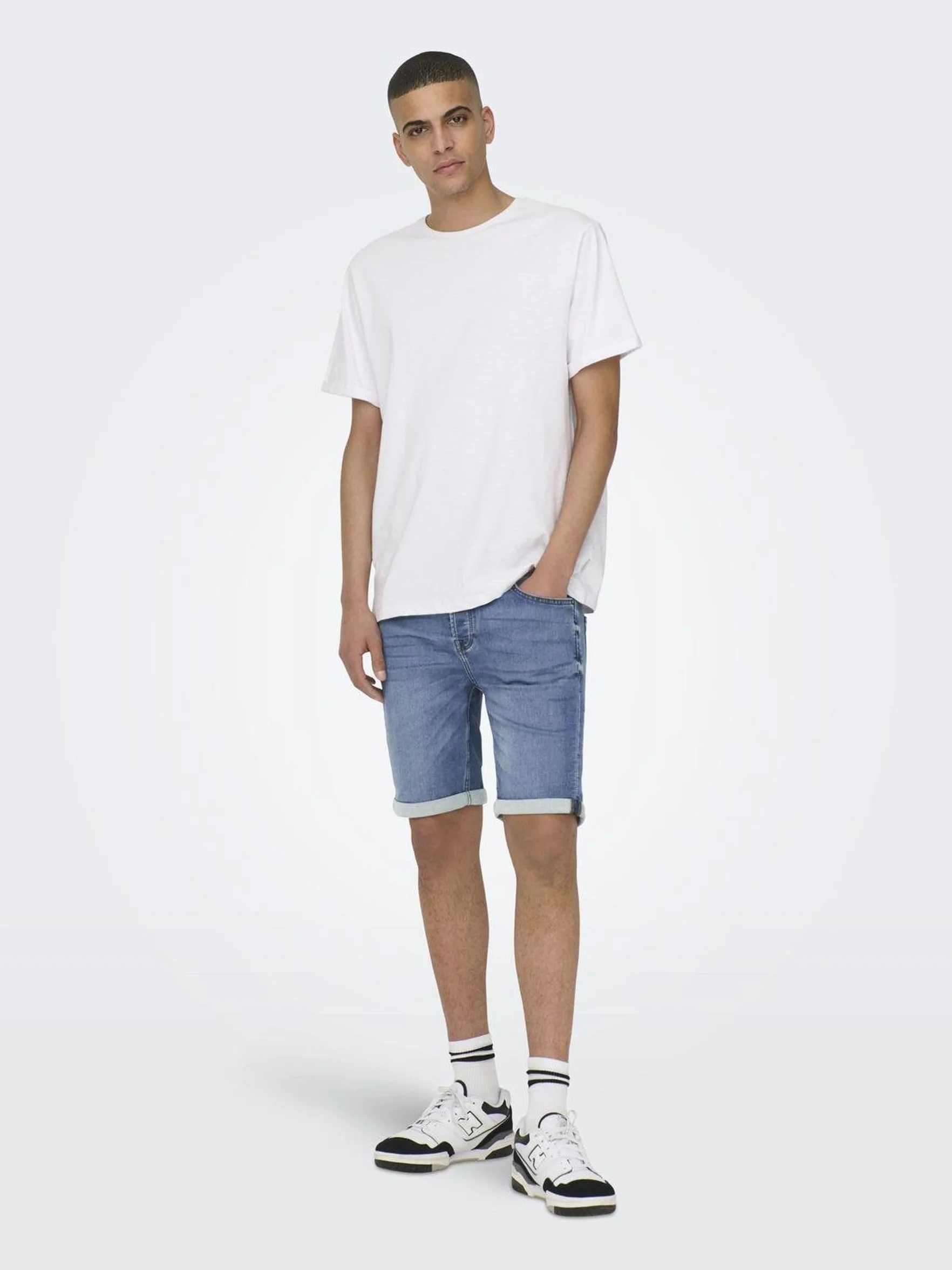 Hombres O&S Pantalones Cortos de Mezclilla Capri 3/4 Bermudas Verano Ocio