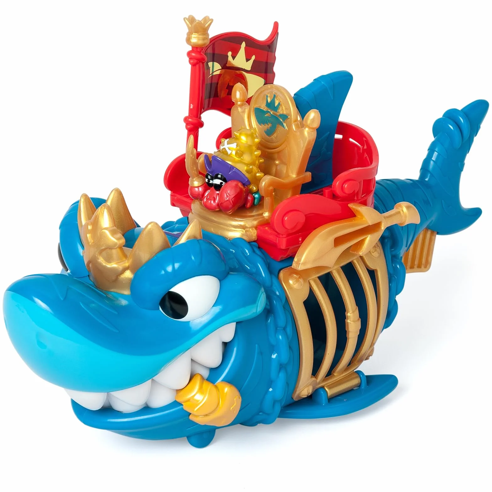 PIRATIX Adventure World King Shark Tiburón articulado con Jaula para capturar Piratix rivales Incluye tiburón Tesoro Exclusivo Piratix Exclusivo y Accesorio