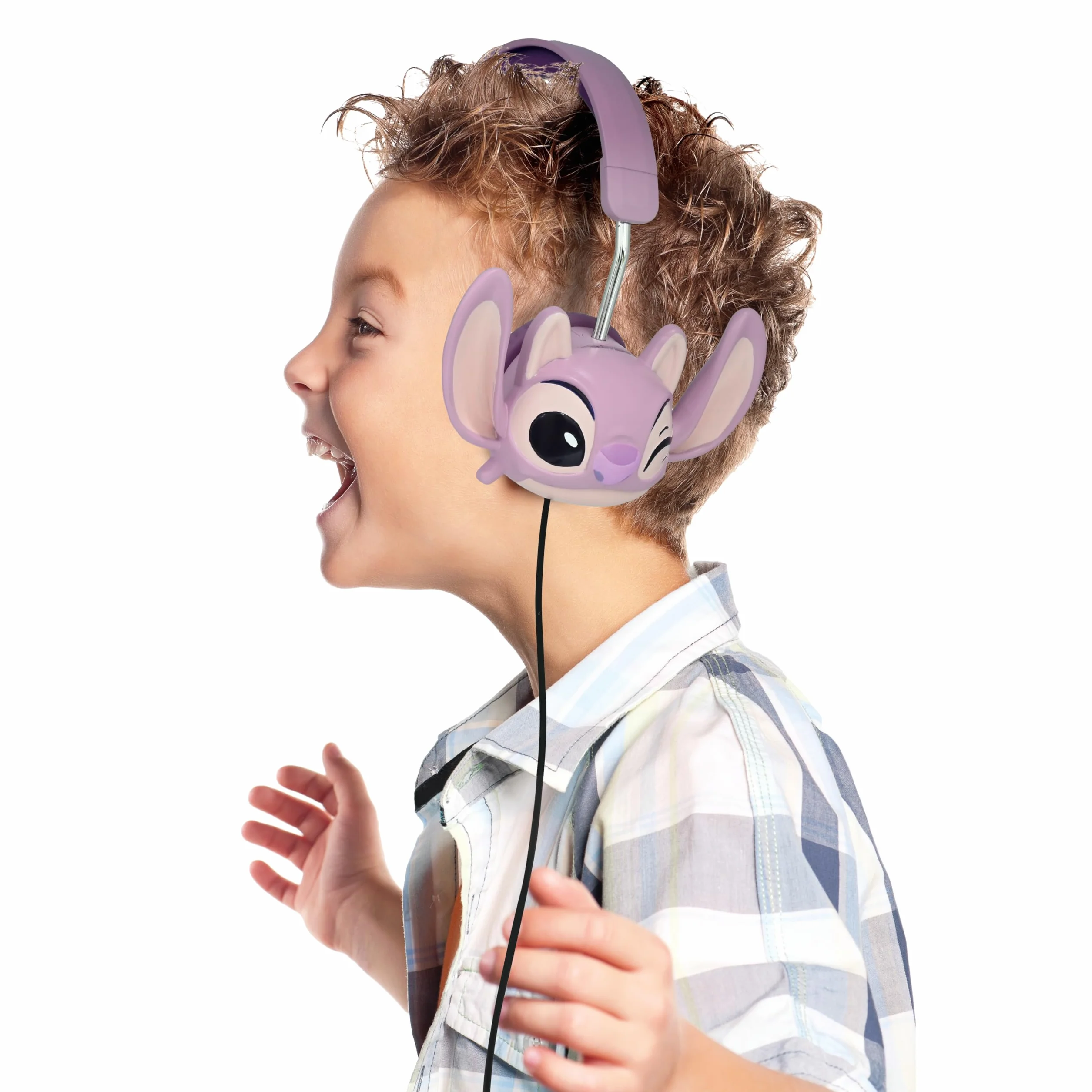 LEXIBOOK, Disney Stitch, Auriculares estéreo con Cable Stitch 3D, Plegables, Potencia de Sonido Limitada, HP015D