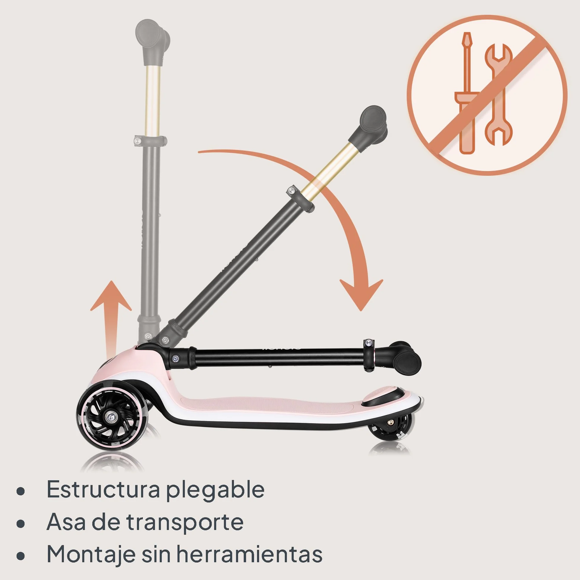 LIONELO MEY Patinete de Equilibrio para Niños Desde 3 años hasta 50 kg, Scooter Infantil Patinete de 3 Ruedas con Ajuste de Altura, Plataforma Antideslizante Iluminada y Ruedas LED, Cesta