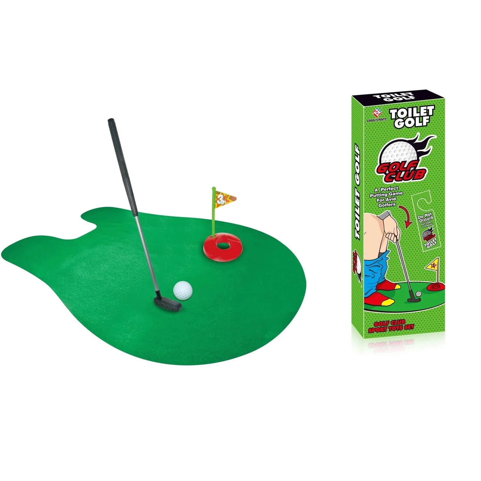 Kiuiom Funny Potty Putter,Mini-Golf para Baño,Juegos de Golf para Inodoro,WC Juego de Golf con Palo,2 Pelotas y Colgador para Puerta,Un Regalo Divertido para el Inodoro Que es Adecuado para Regalar