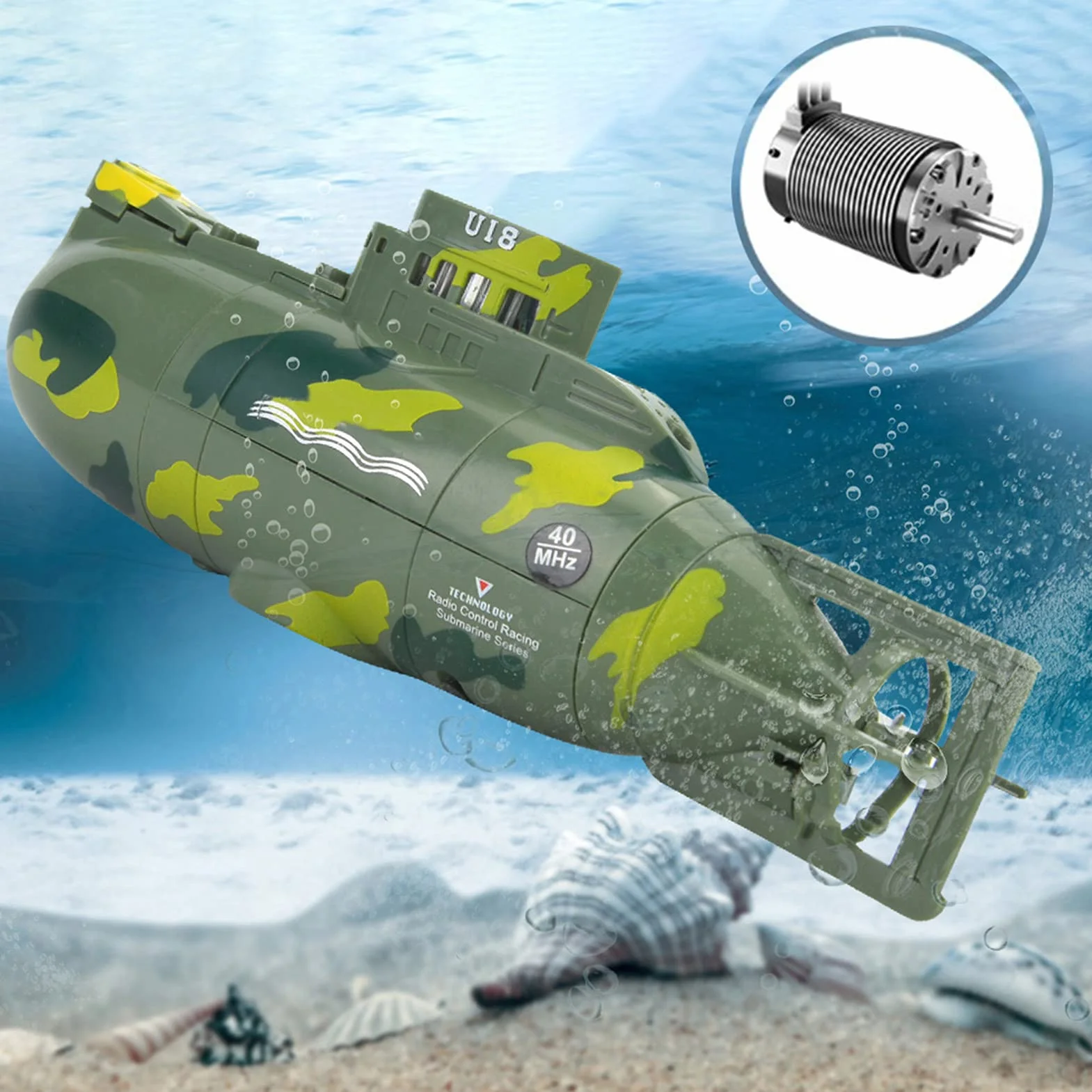 Alomejor Mini Juguete Modelo De Simulación, Juguete Submarino Teledirigido Eléctrico del Barco Submarino RC Militar De 6 Canales