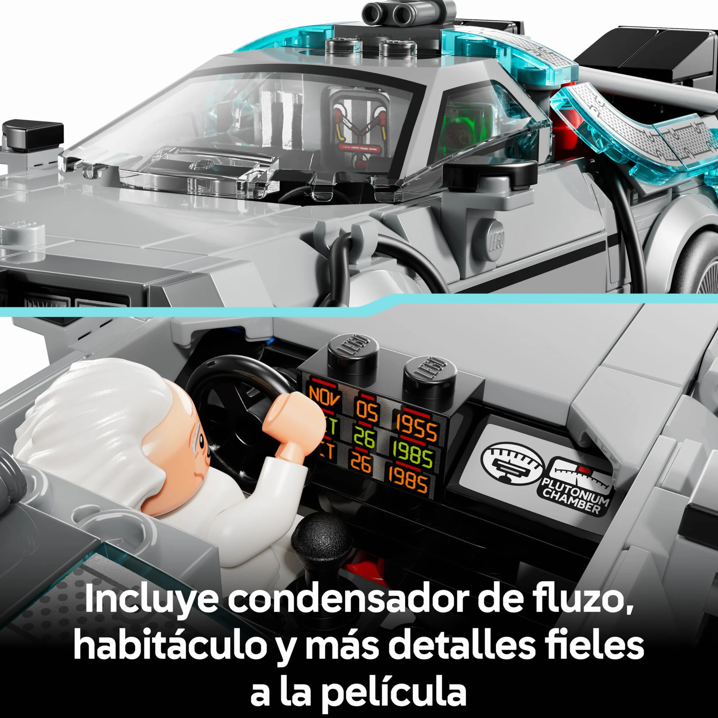 LEGO Speed Champions Máquina del Tiempo de Regreso al Futuro - Maqueta de Coche de Juguete con Minifiguras de Marty McFly y Doc Brown - Regalo para Niños y Niñas de 9+ Años y Fans de la Película 77256