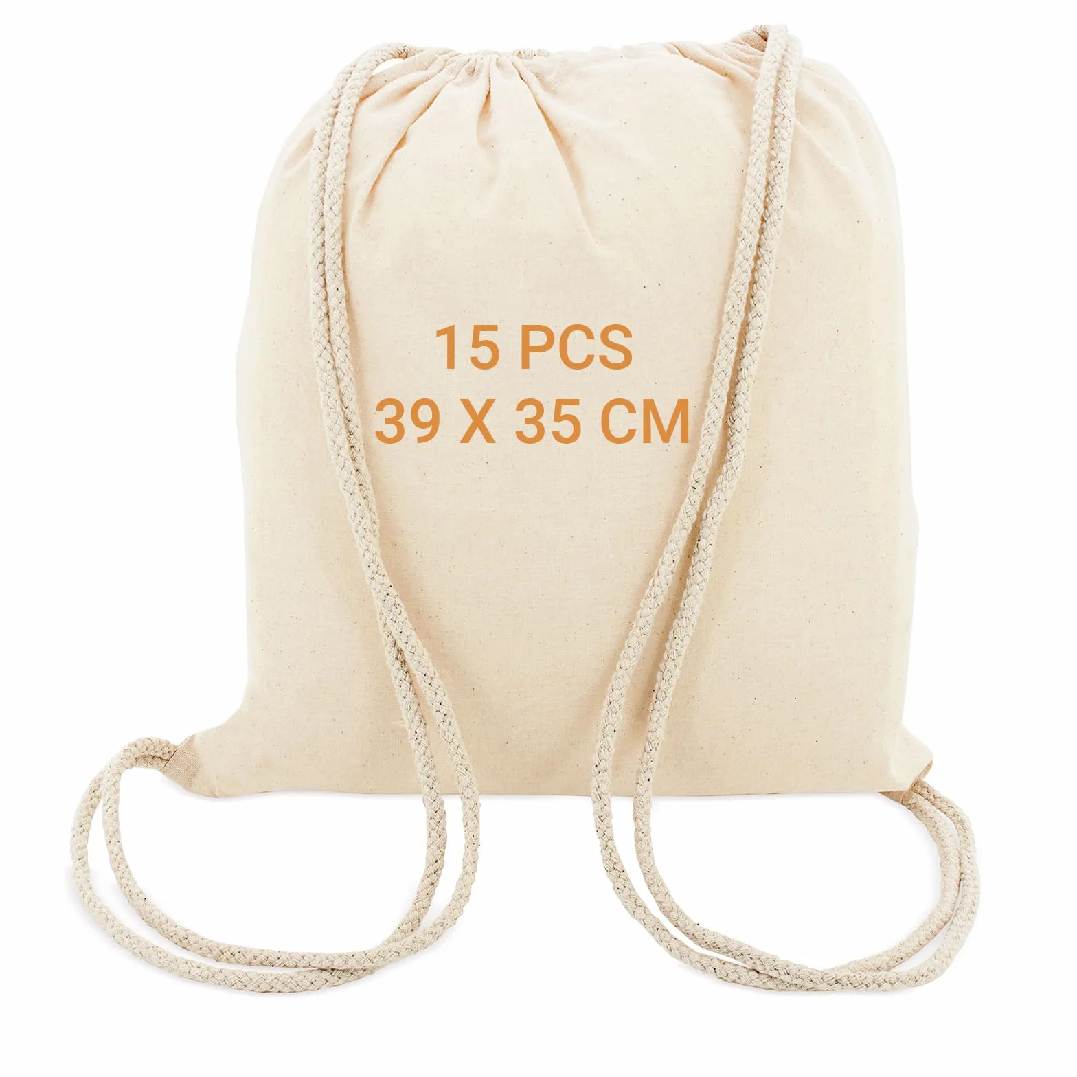 Bolsas mochila tela con cuerdas 39x35 cm algodón 100% para pintar personalizar gimnasio