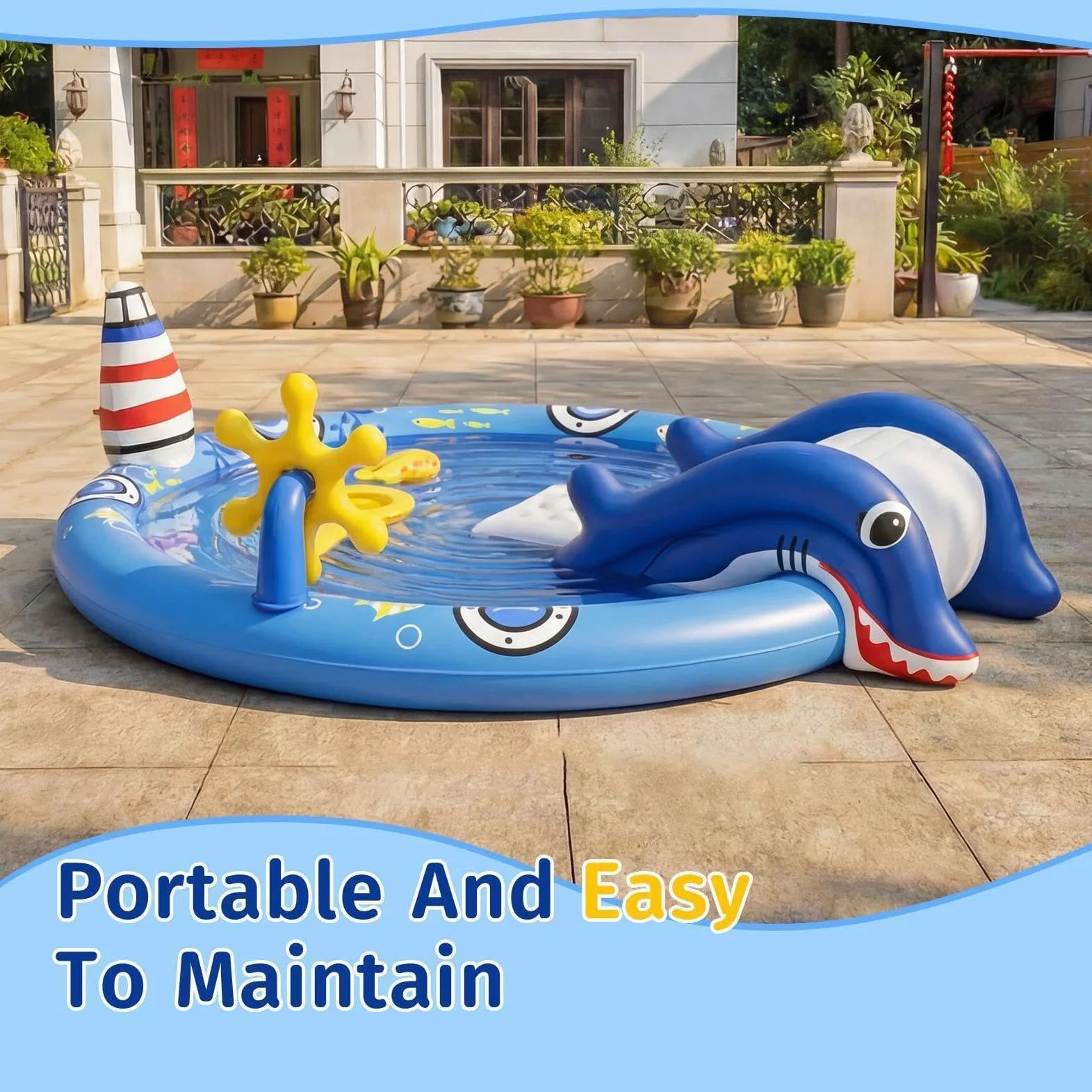 Piscina Hinchable Infantil Colchoneta Hinchable Divertida y Adorable | Colchoneta de Natación para Niños Para jugar con agua en verano al aire libre jardín patio terraza parque casa vacaciones