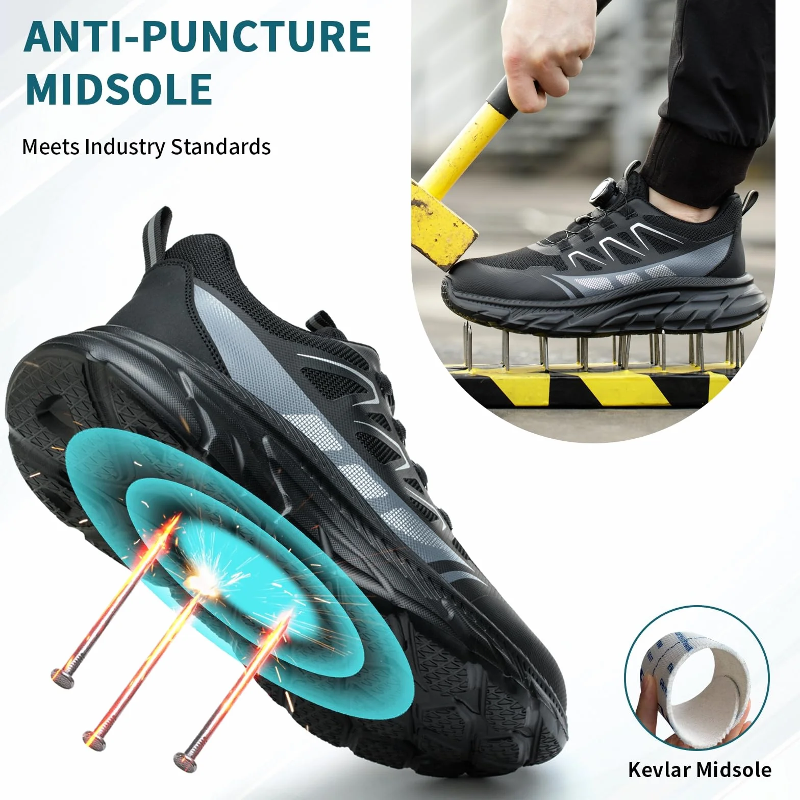 RASEARY Zapatos de Seguridad con Punta de Acero Ligeros Antideslizantes para Hombre Mujer