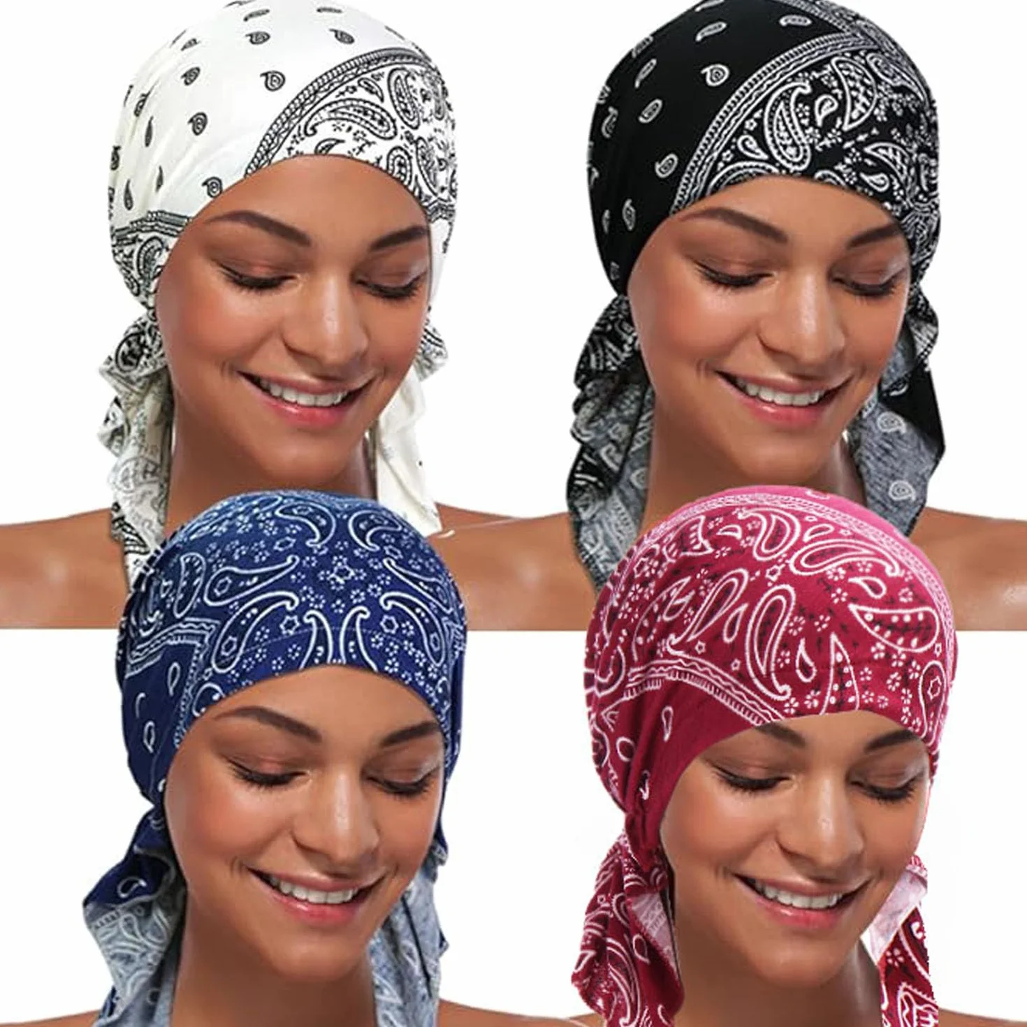 Gorro turbante quimioterapia mujer preatado bandana pérdida cabello