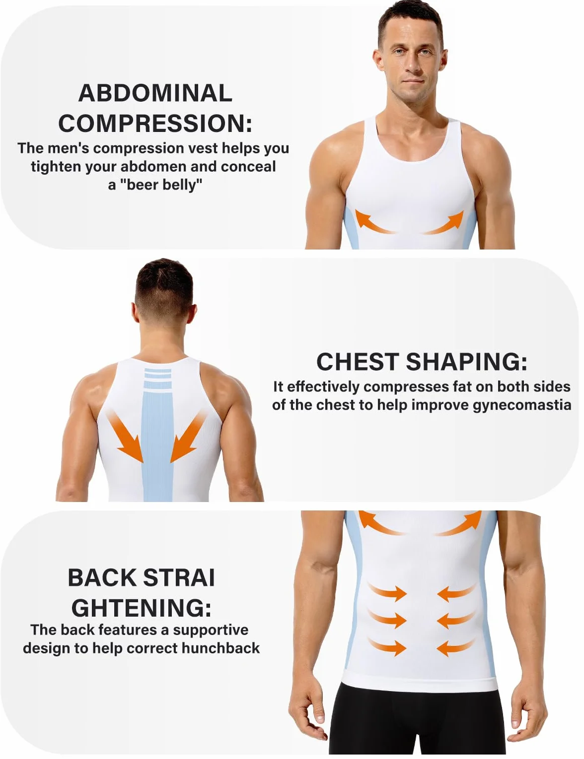 Casey Kevin Camiseta Compresión Hombre Elasticidad Faja Reductora Body Shaper