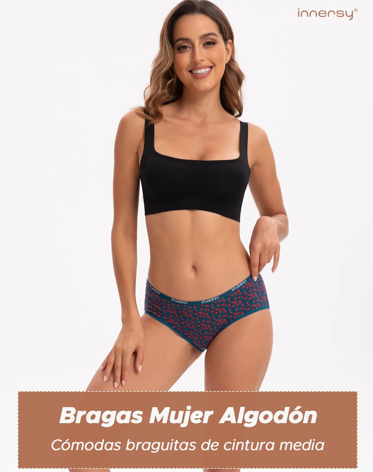 INNERSY Bragas Mujer Algodón Culotte Cintura Midi Pack de 6