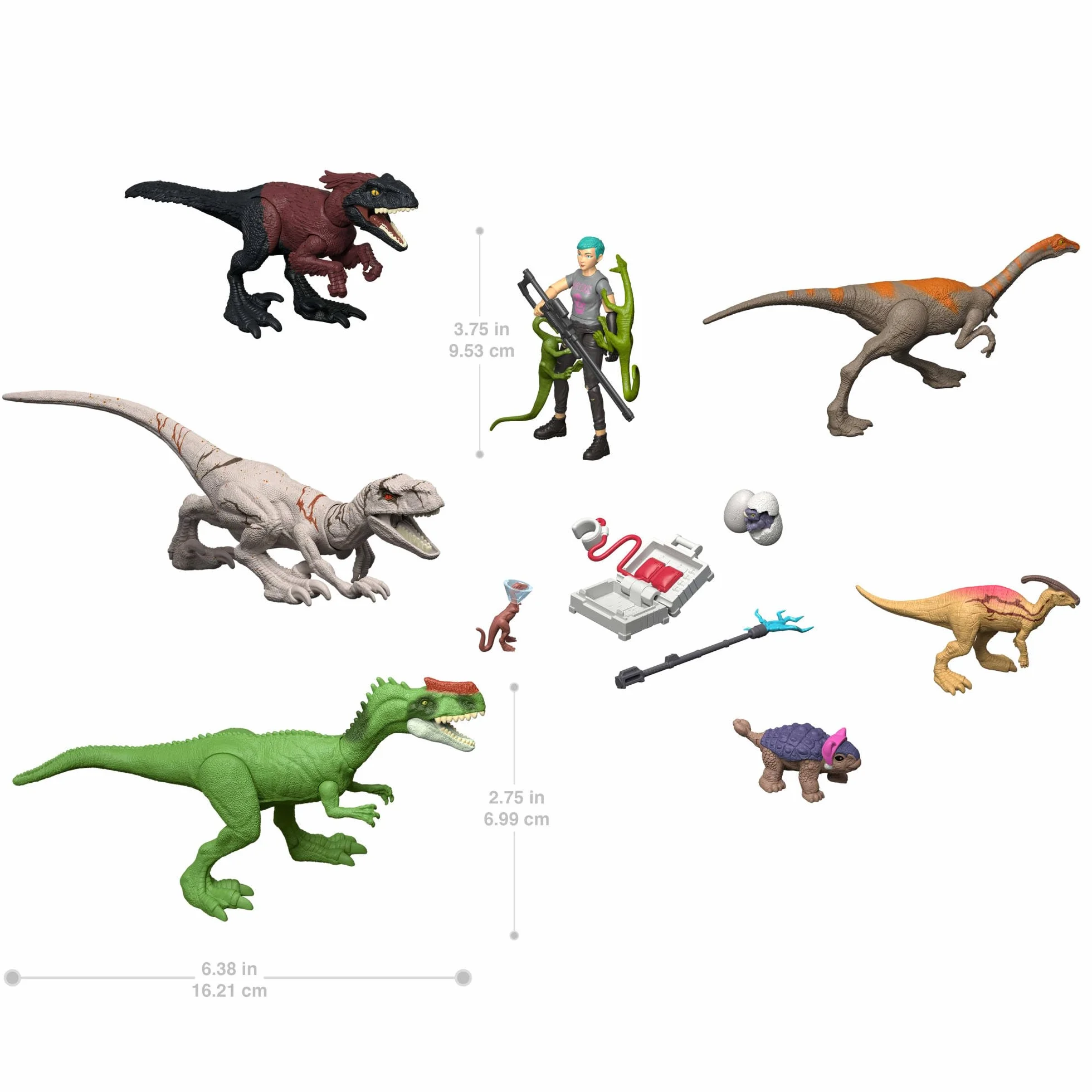 Mattel Jurassic World Teoría del Dinocaos Calendario de Adviento con 12 Puertas, 12 días de sorpresas, Smoothie y Otras 9 Figuras de Dinosaurios, Figura de Brooklynn, JGM17