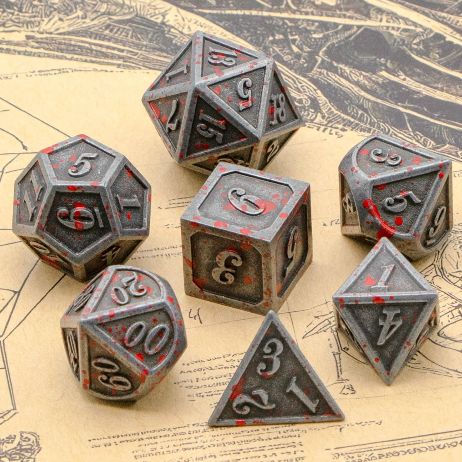 Dados D&D de Metal para Dungeons and Dragons, D20 para Juegos de Mesa, RPG, MTG, Shadowrun Pathfinder (Sangre Plateada)