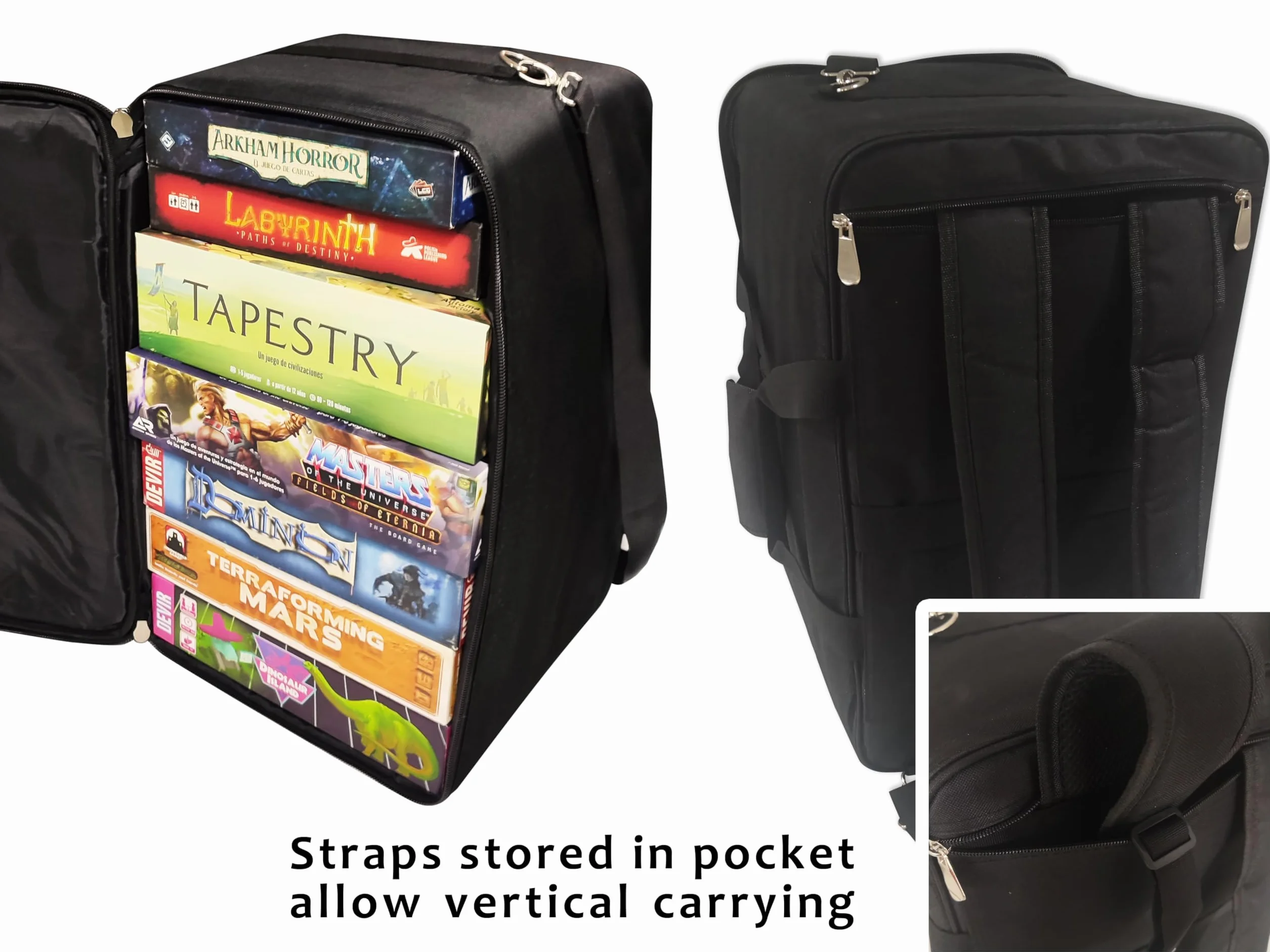 Board Game Package | Mochila para Transportar Juegos de Mesa Grandes. Gran Capacidad, VERSATILIDAD y PROTECCIÓN. Acolchamiento, Asa, Correa para Hombros y Bolsillo Exterior